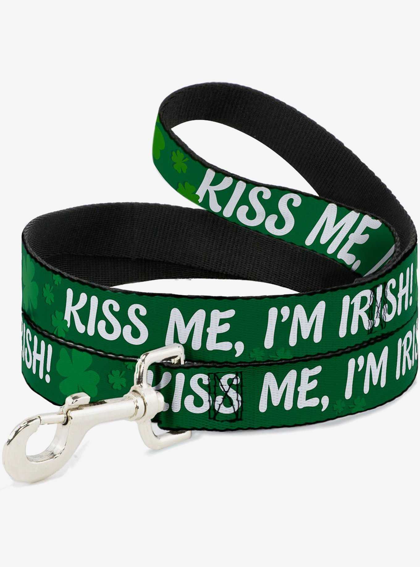 Kiss Me I'm Irish Clovers Dog Leash, , hi-res