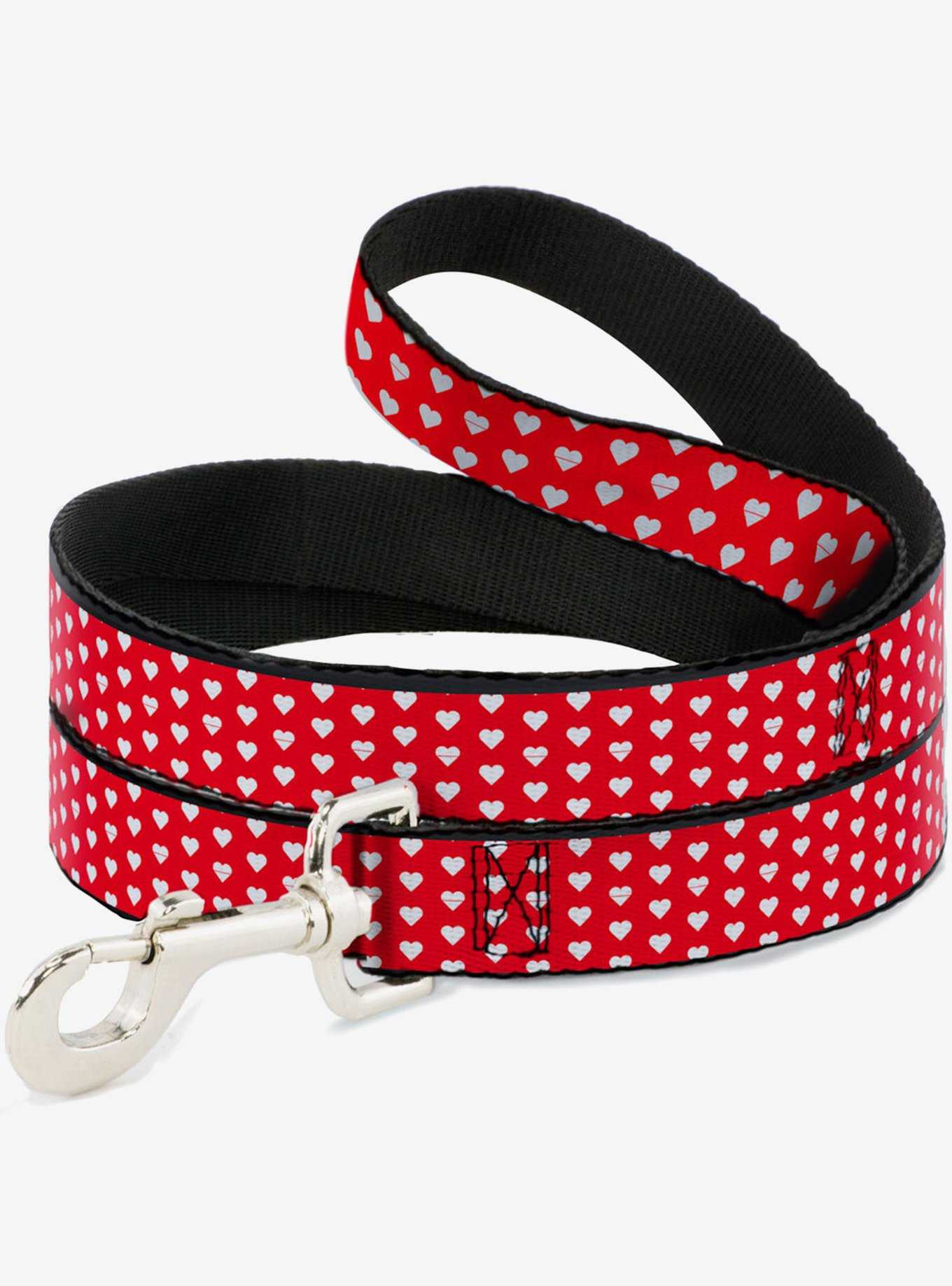 Mini Hearts Monogram Red White Dog Leash, , hi-res
