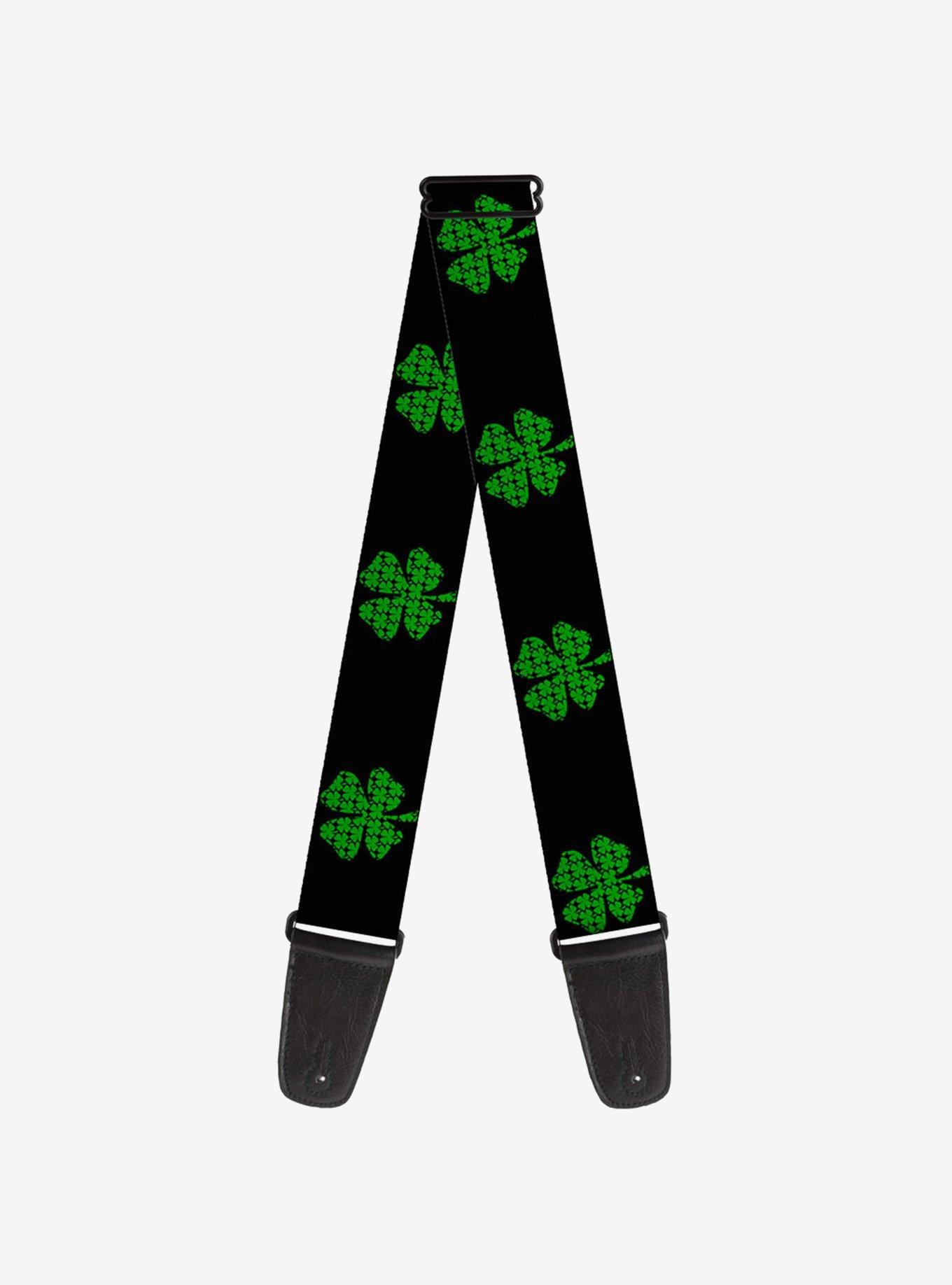 St. Patrick's Day Black Clovers Guitar Strap, , hi-res