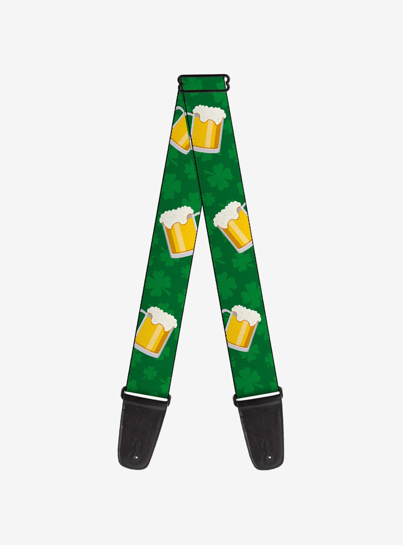 St. Patrick's Day Clovers Beer Mugs Green Guitar Strap, , hi-res