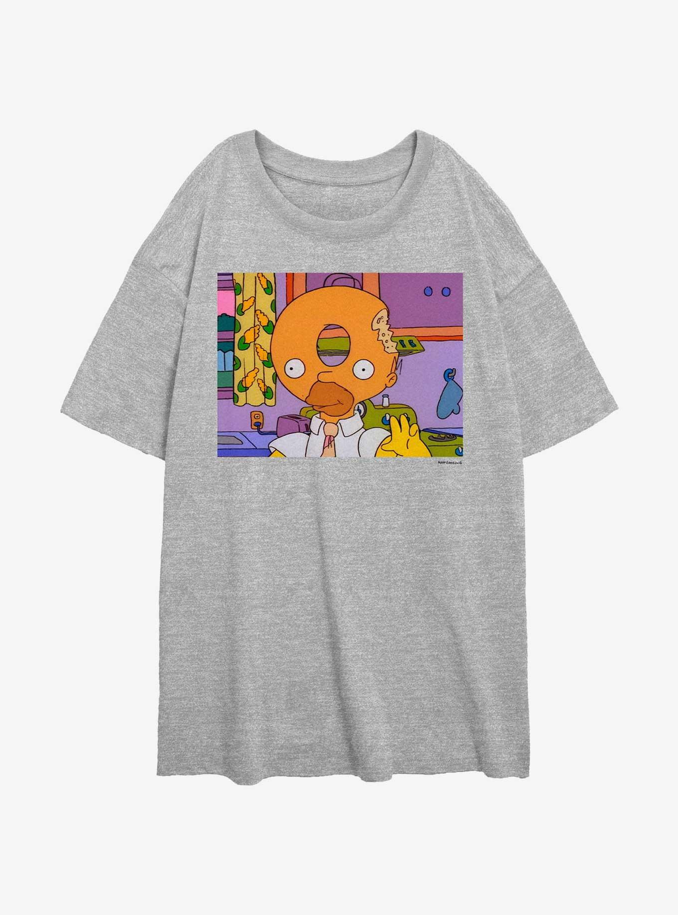 The Simpsons Donut Head Homer Girls Oversized T-Shirt, ATH HTR, hi-res