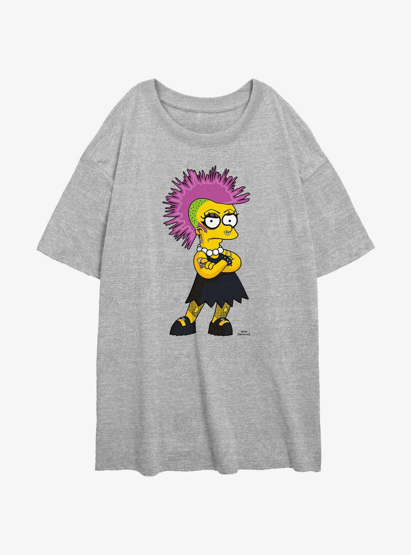 The Simpsons Lisa Punk Girls Oversized T-Shirt, ATH HTR, hi-res