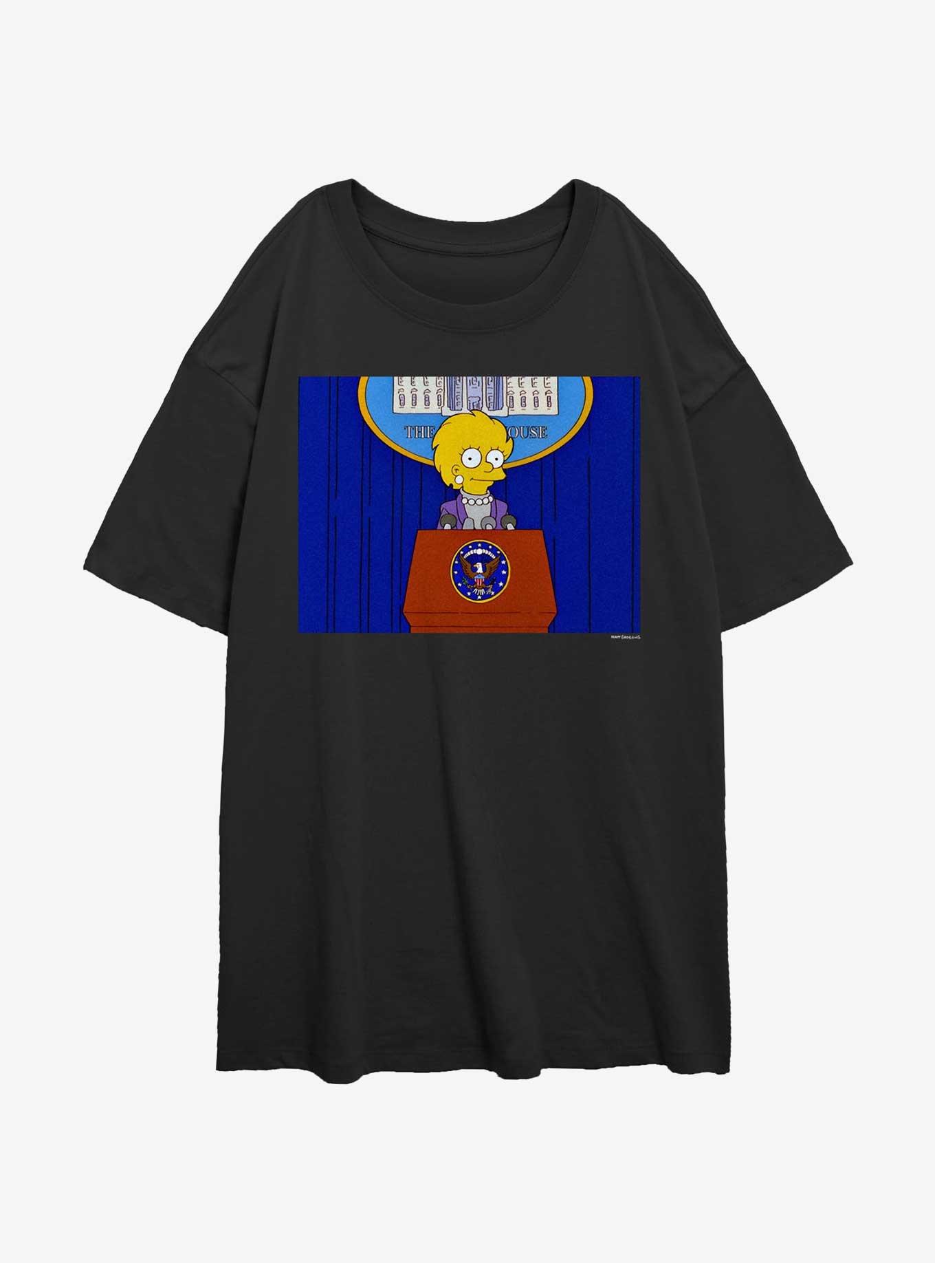 The Simpsons Future President Lisa Girls Oversized T-Shirt, BLACK, hi-res
