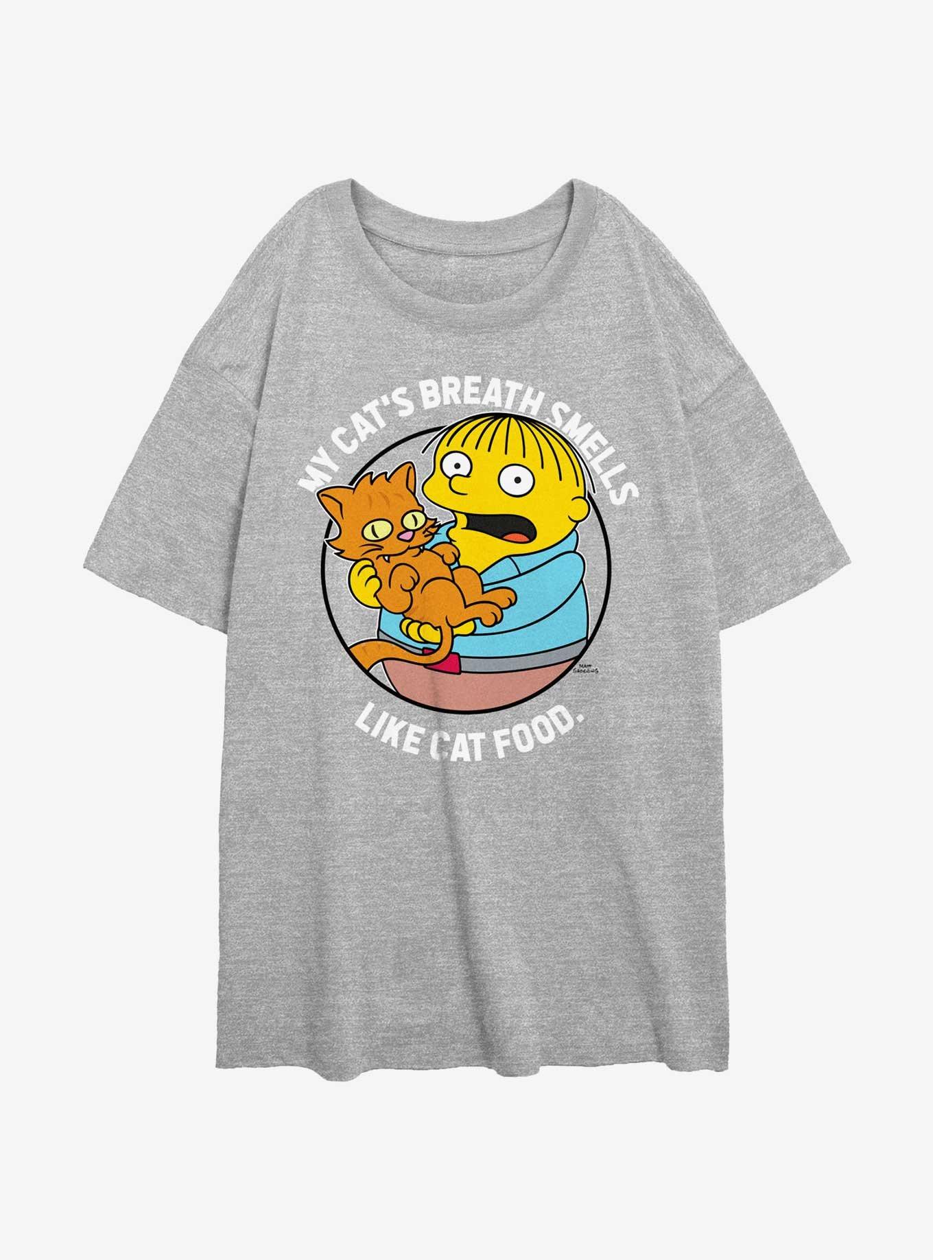 The Simpsons My Cat's Breath Smells Like Cat Food Girls Oversized T-Shirt, , hi-res