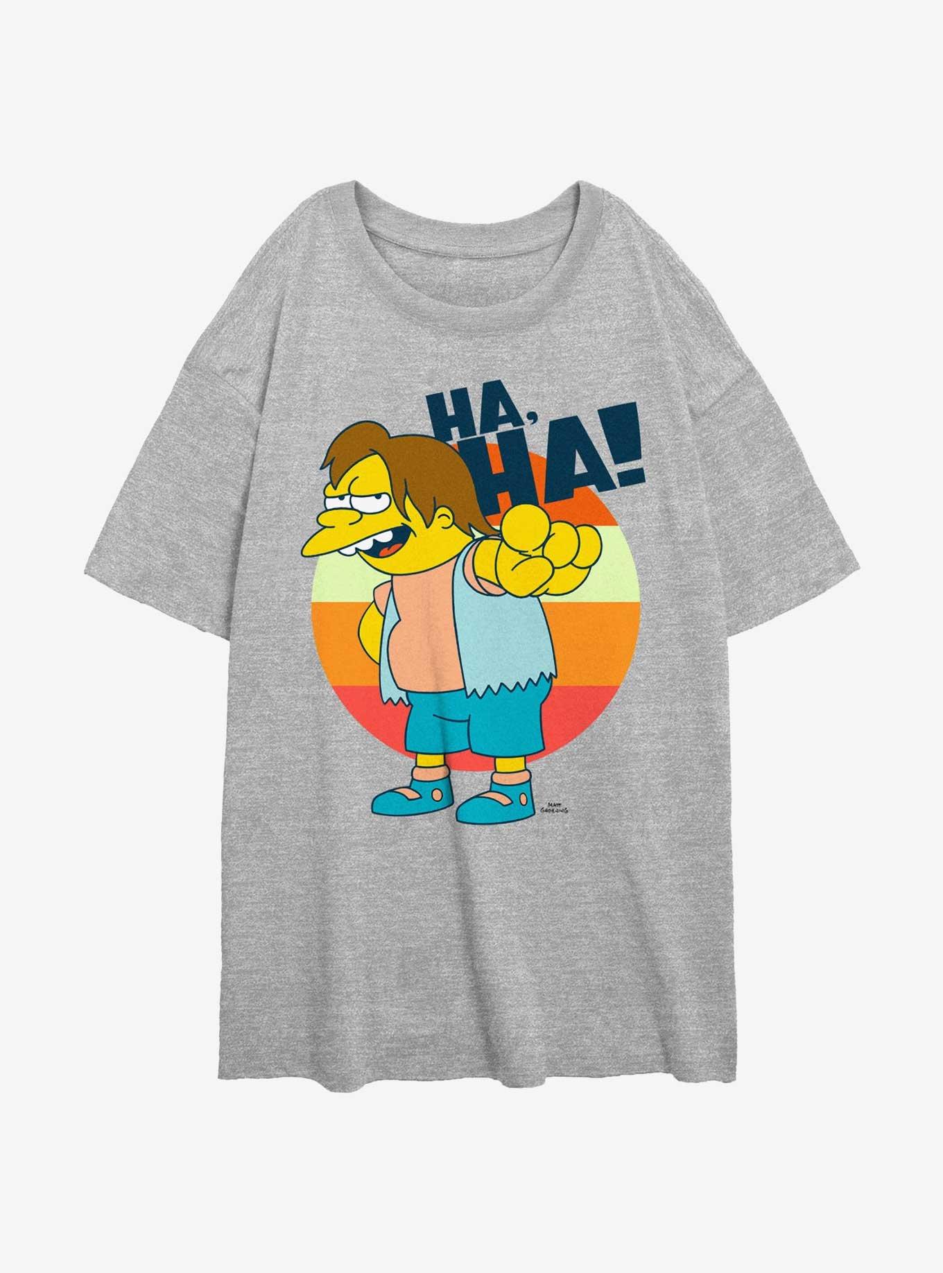 The Simpsons Nelson Ha, Ha! Girls Oversized T-Shirt, ATH HTR, hi-res