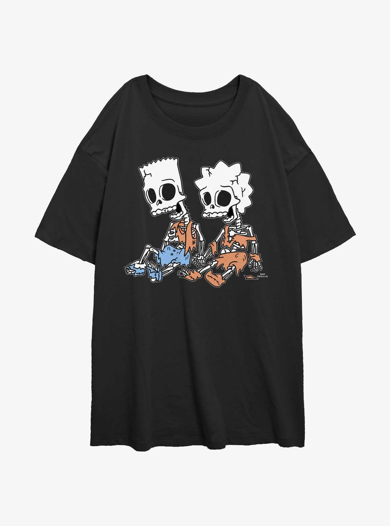 The Simpsons Skeleton Bart And Lisa Girls Oversized T-Shirt, , hi-res