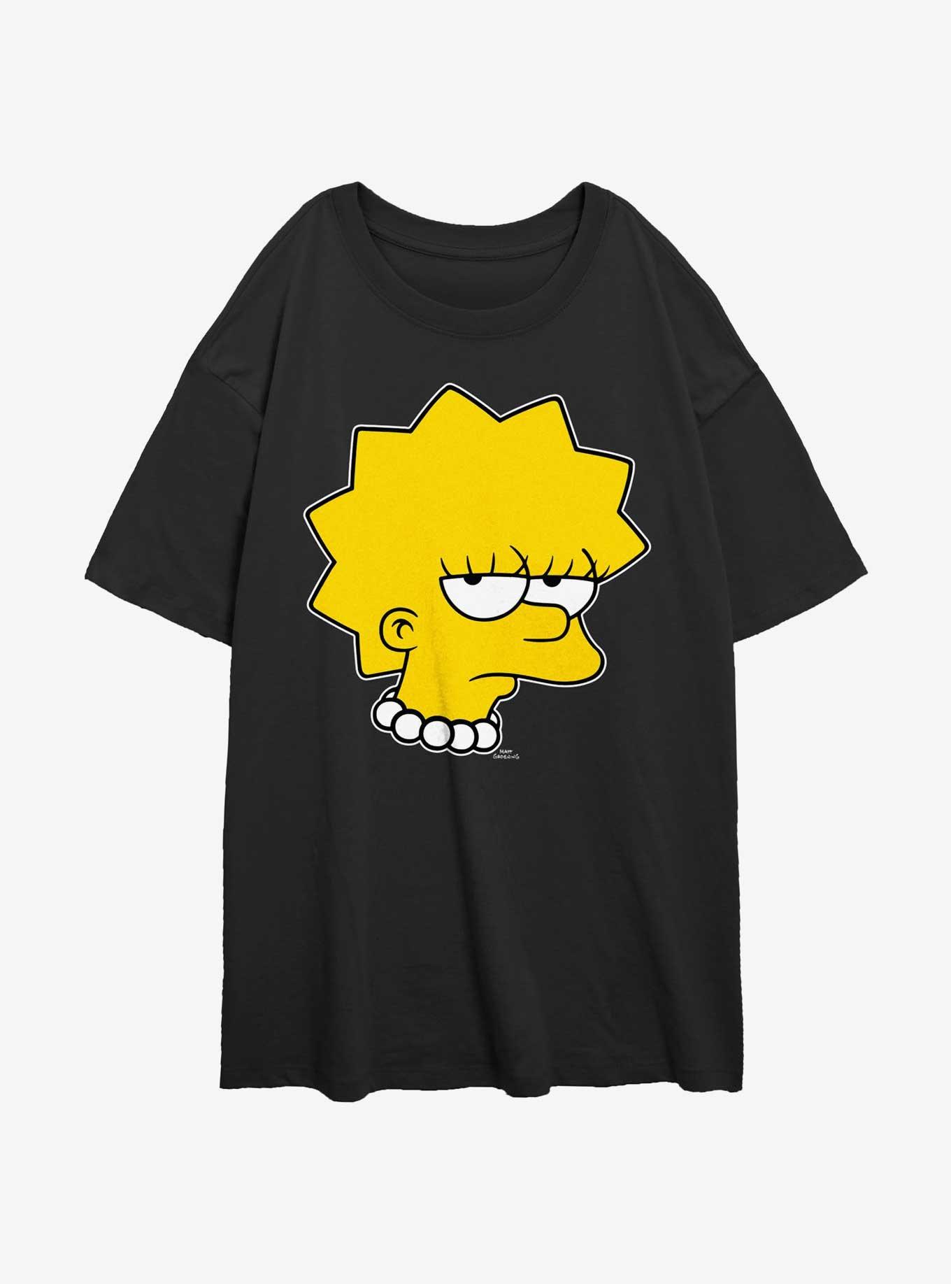 The Simpsons Unamused Lisa Girls Oversized T-Shirt, BLACK, hi-res