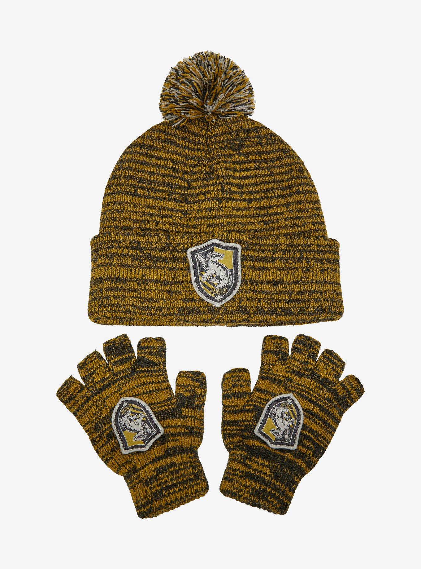 Harry Potter Hufflepuff Marled Glove & Beanie Set, , hi-res