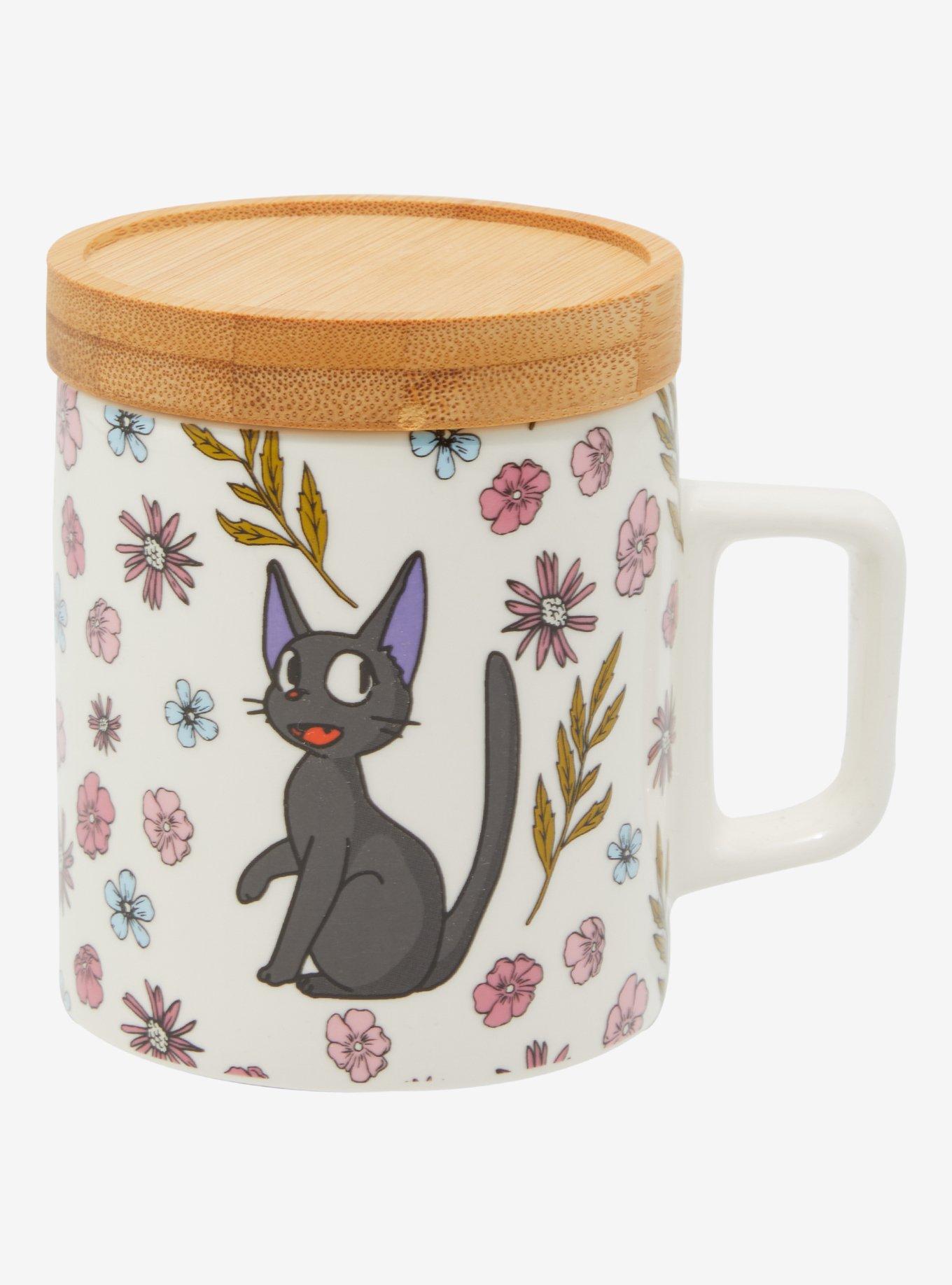 Studio Ghibli Kiki's Delivery Service Floral Jiji Mug with Coaster - BoxLunch Exclusive, , hi-res