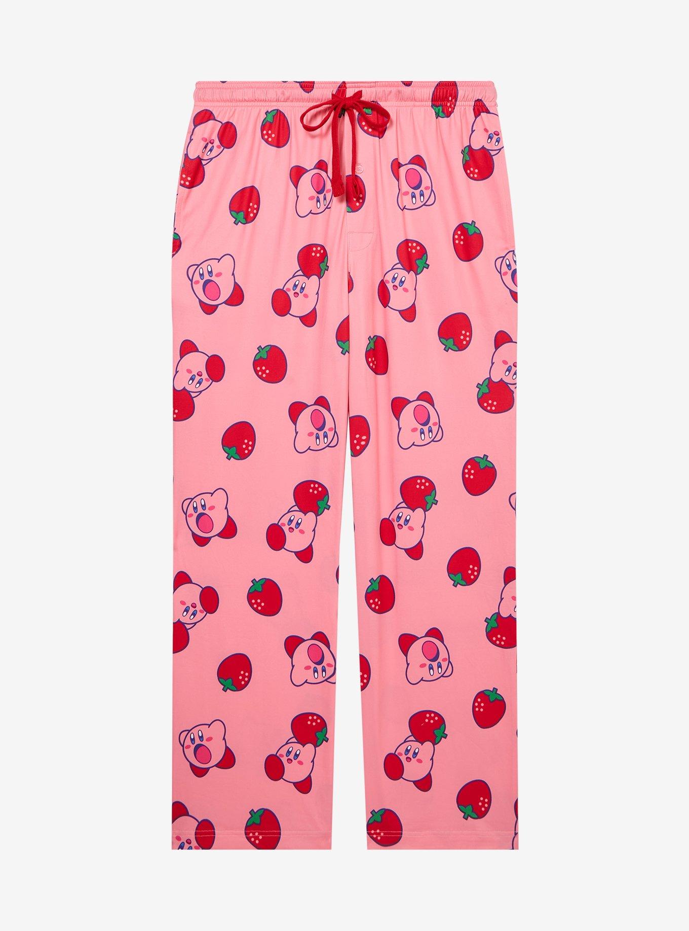 Nintendo Kirby Strawberry Allover Print Sleep Pants — BoxLunch Exclusive, PINK, hi-res