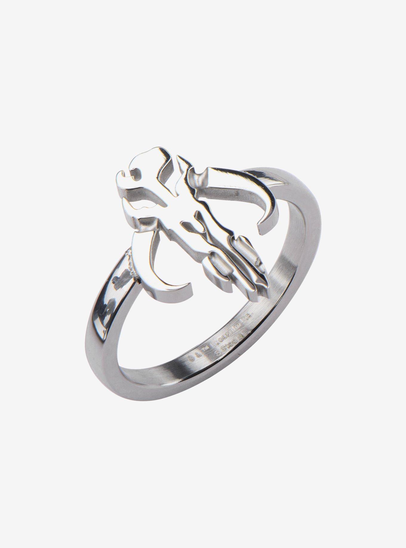 Star Wars The Mandalorian Symbol Cut Out Petite Ring, SILVER, hi-res