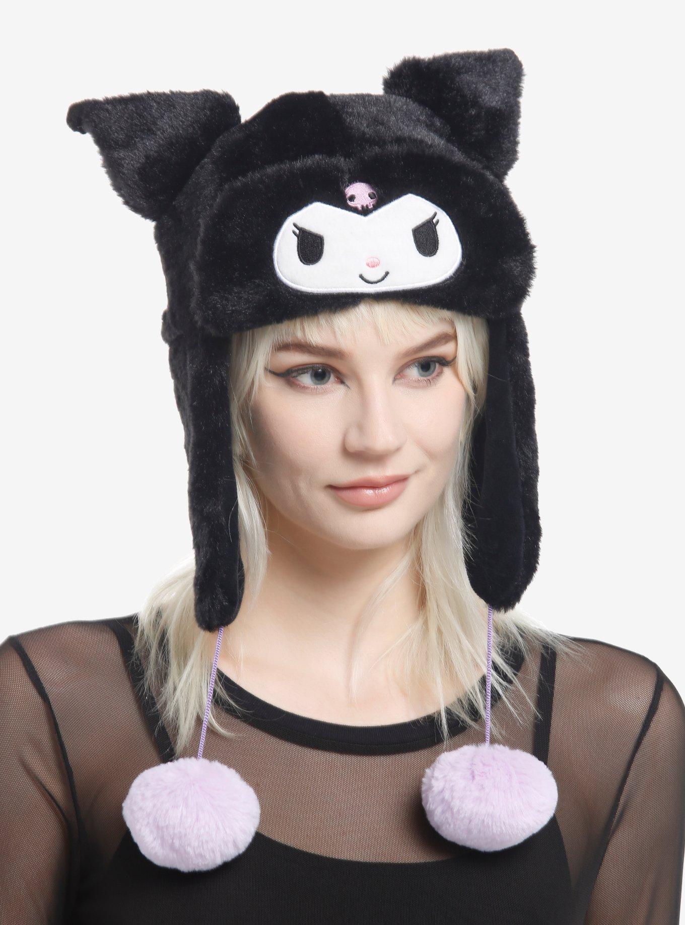 Kuromi Fuzzy Pom Trapper Hat, , hi-res