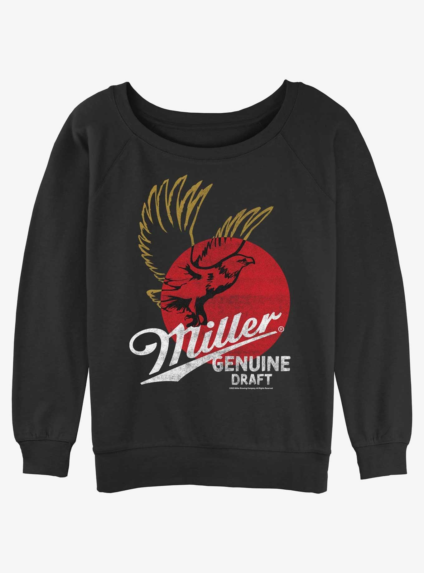 Miller Genuine Draft Logo Womens Slouchy Sweatshirt, BLACK, hi-res