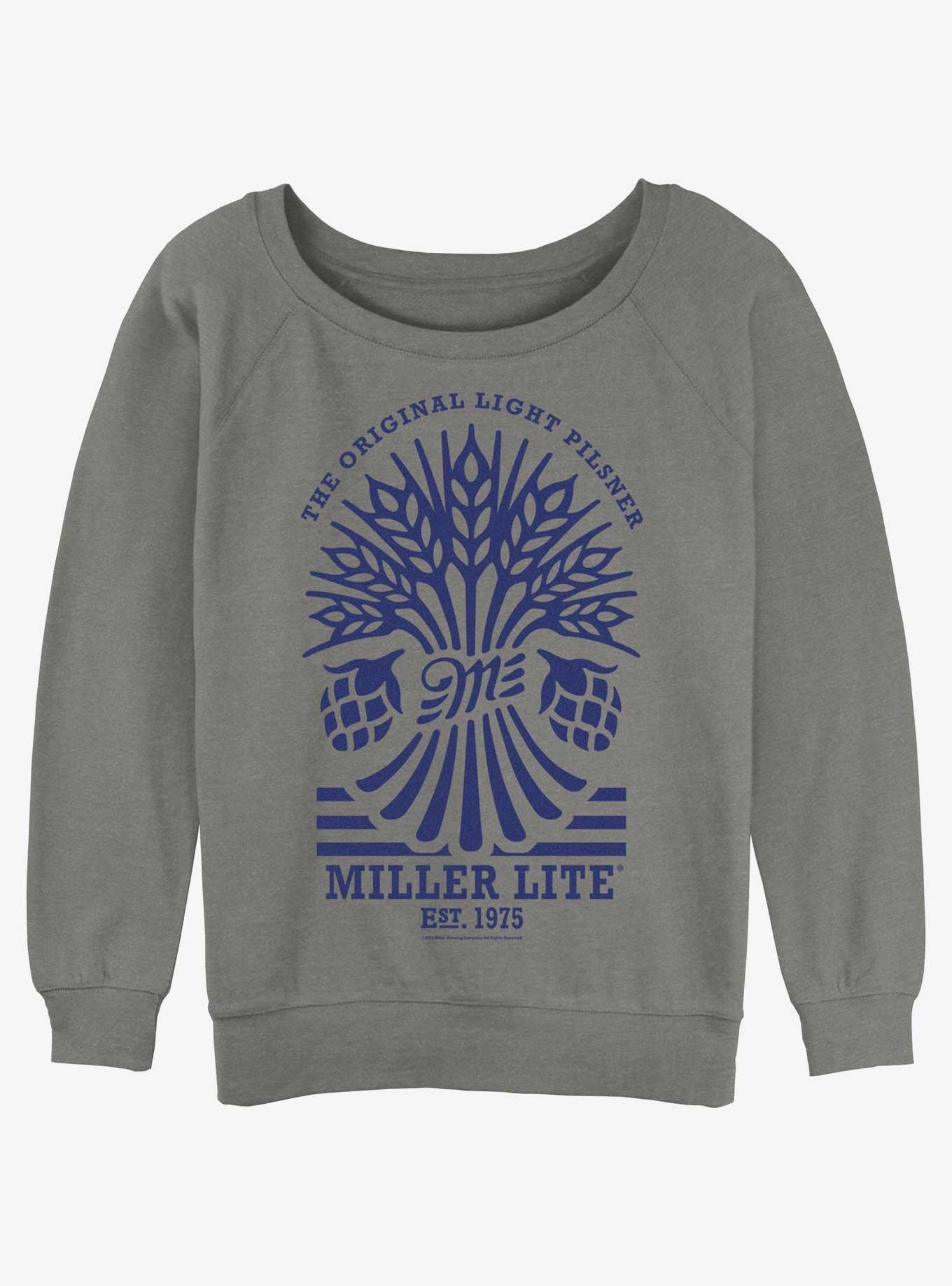 Miller Lite Hops and Wheat Womens Slouchy Sweatshirt, GRAY HTR, hi-res