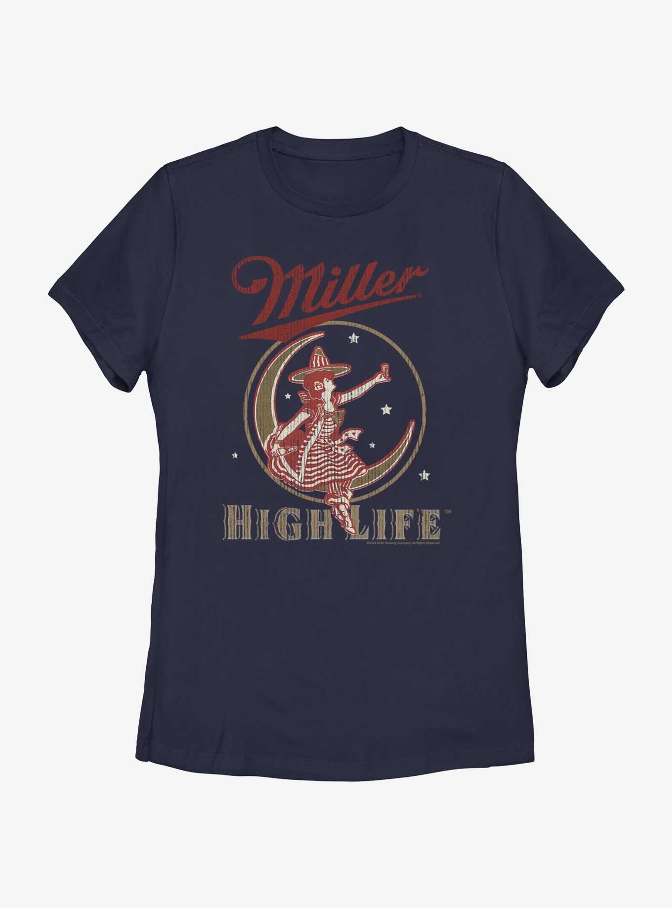 Miller High Life Moon Logo Womens T-Shirt, NAVY, hi-res