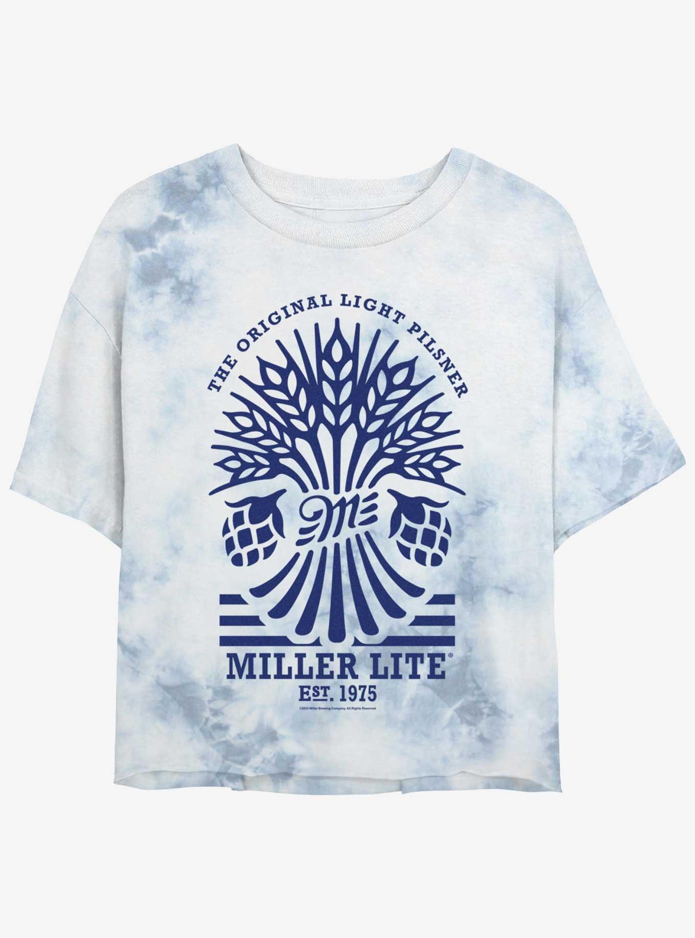 Miller Lite Hops and Wheat Tie Dye Crop Girls T-Shirt, WHITEBLUE, hi-res