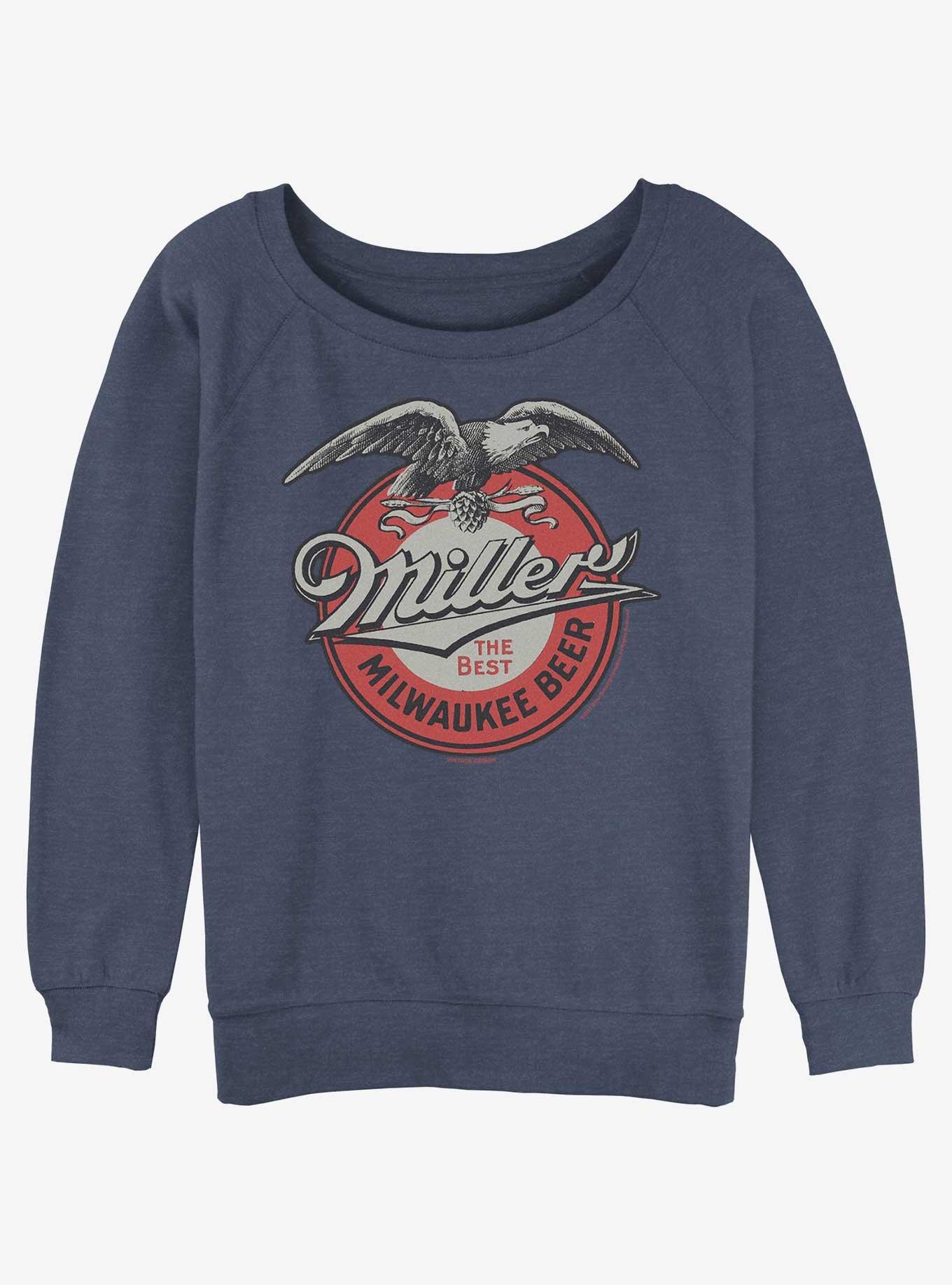 Miller Milwaukee Beer Retro Label Womens Slouchy Sweatshirt, BLUEHTR, hi-res