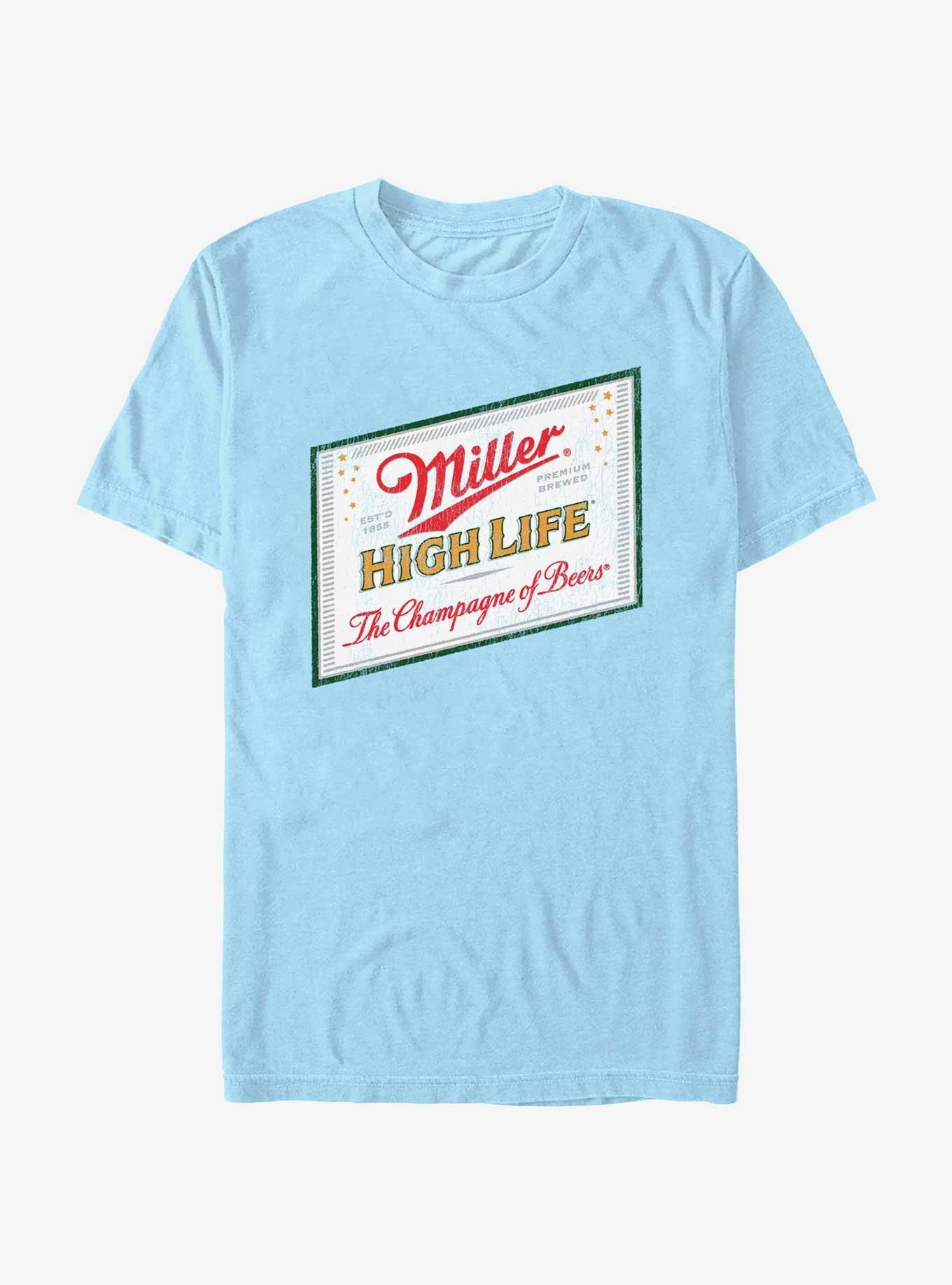 Miller High Life Label Logo T-Shirt, LT BLUE, hi-res