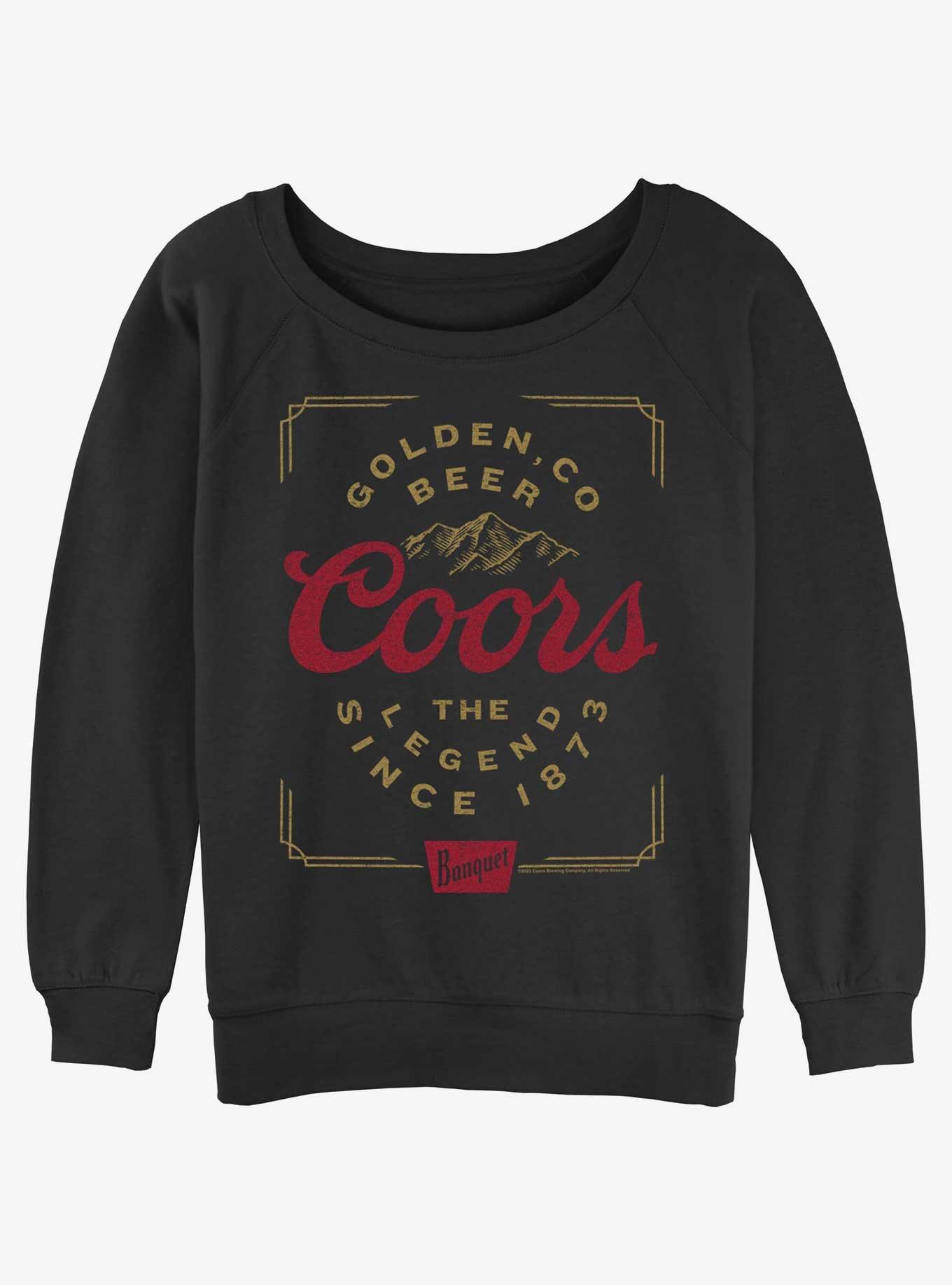Coors Vintage Golden Beer Logo Womens Slouchy Sweatshirt, BLACK, hi-res