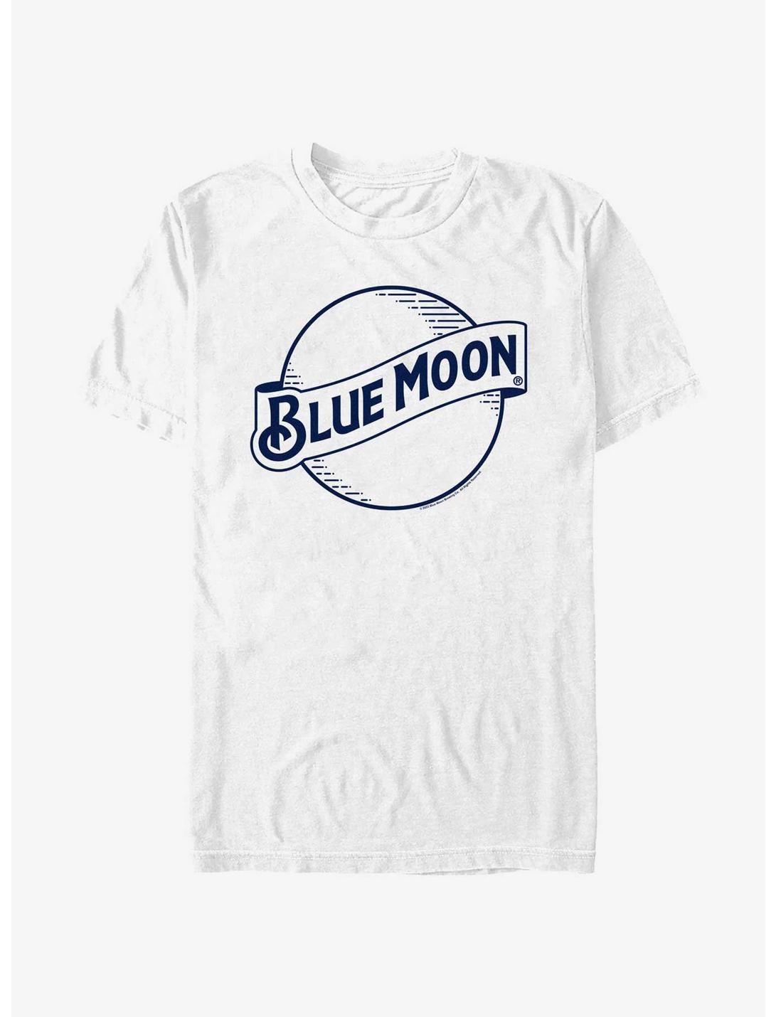 Blue Moon Outline Icon Logo T-Shirt, WHITE, hi-res