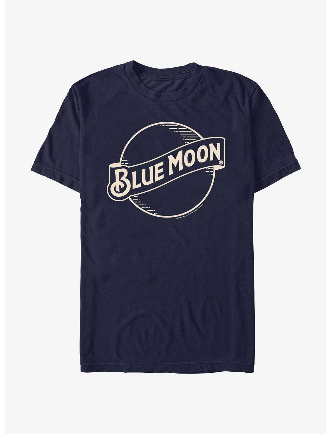 Blue Moon Outline Classic Logo T-Shirt, NAVY, hi-res