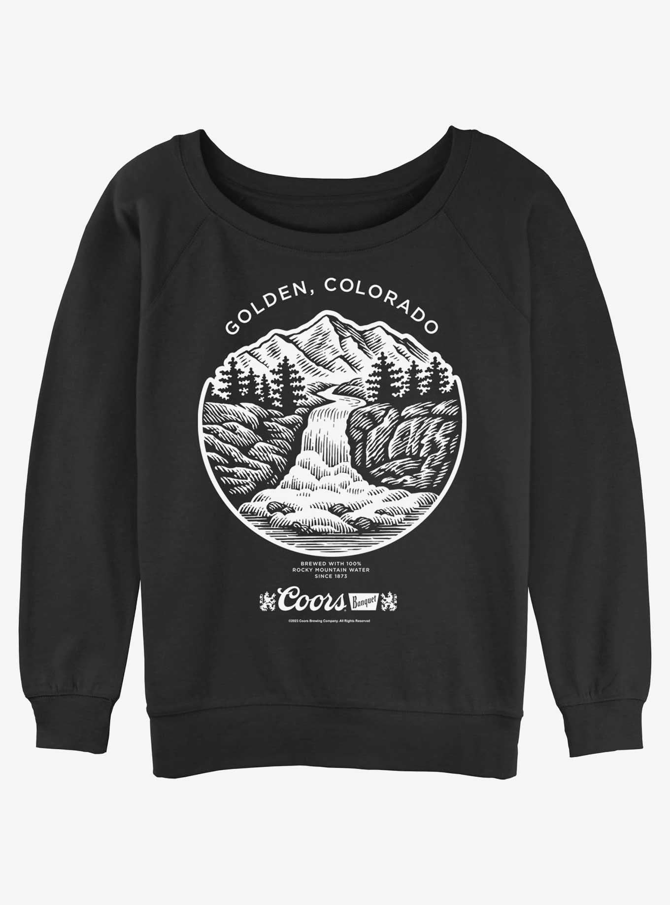 Coors Banquet Golden Rocky Brew Womens Slouchy Sweatshirt, BLACK, hi-res