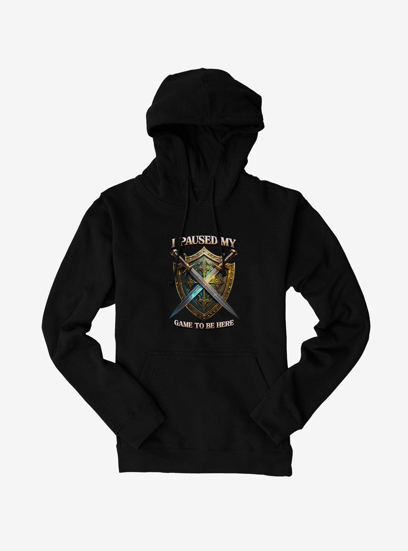 Swords I Paused My Game To Be Here Hoodie, BLACK, hi-res