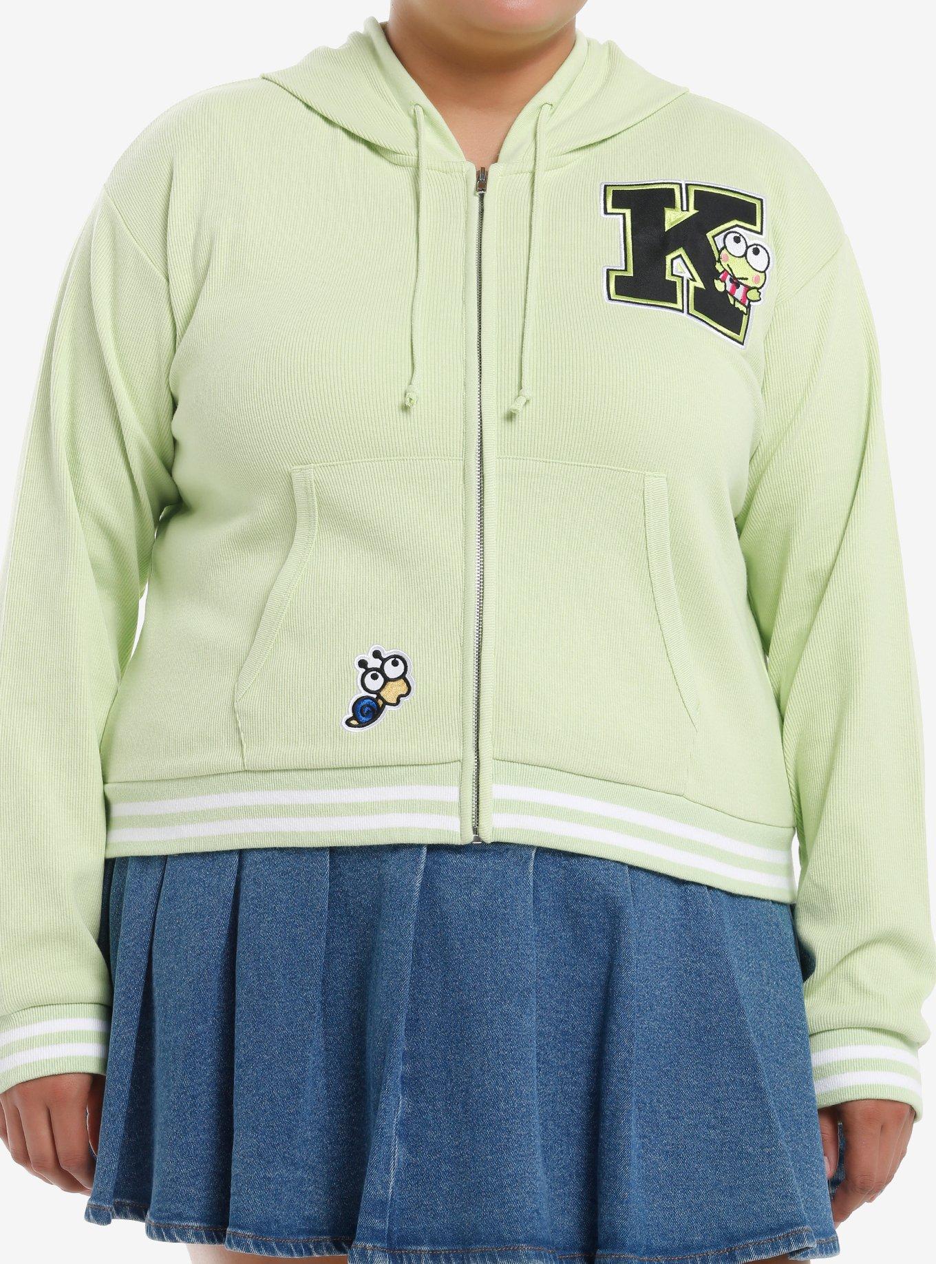 Keroppi Patches Girls Ribbed Hoodie Plus Size, , hi-res