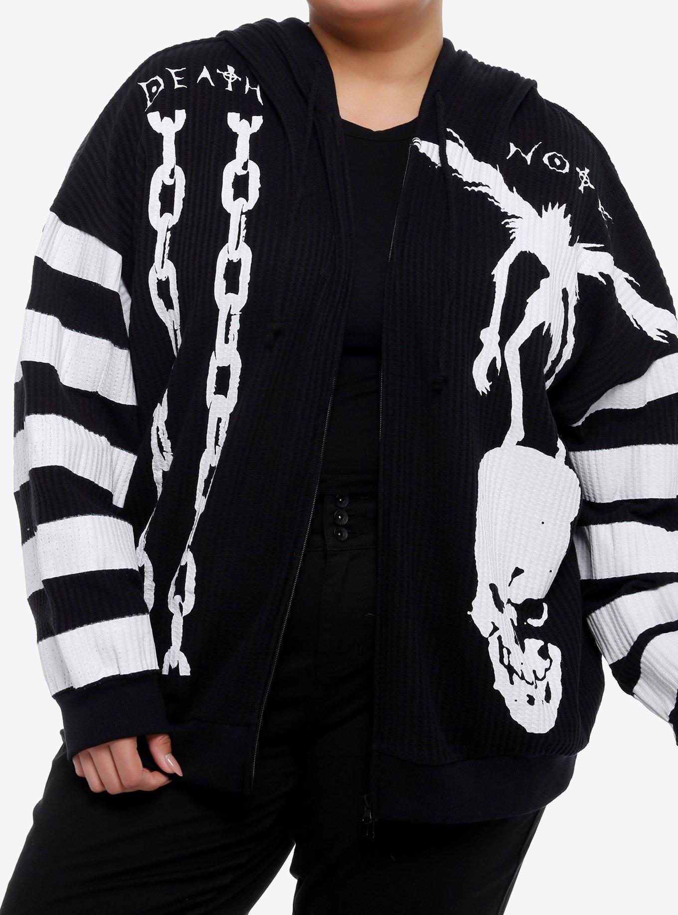 Death Note Ryuk Stripe Girls Oversized Waffle Knit Hoodie Plus Size, , hi-res