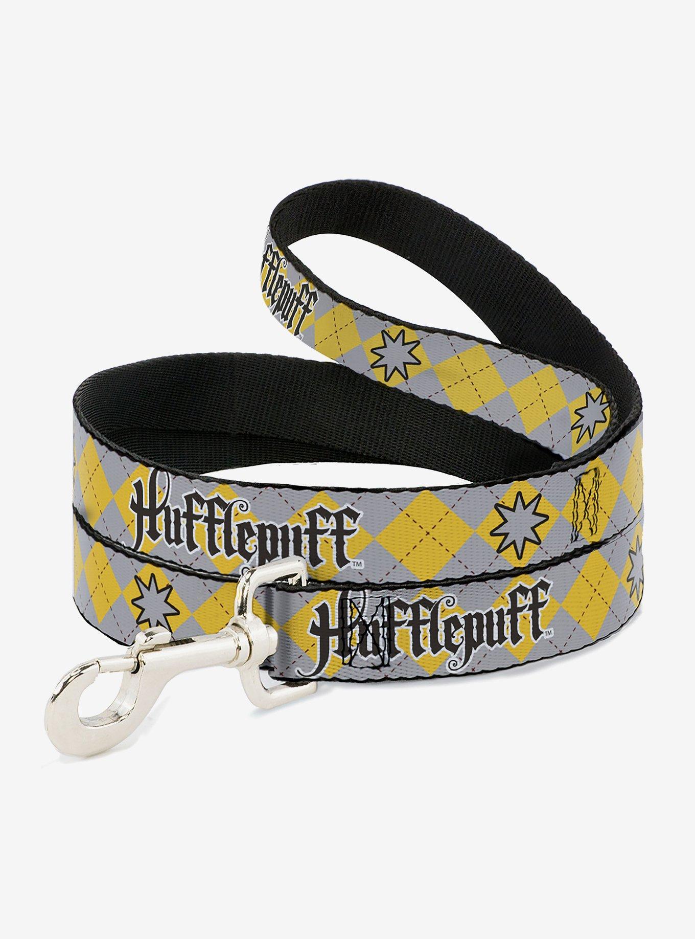 Harry Potter Hufflepuff Stars Argyle Plaid Dog Leash, BRIGHT YELLOW, hi-res