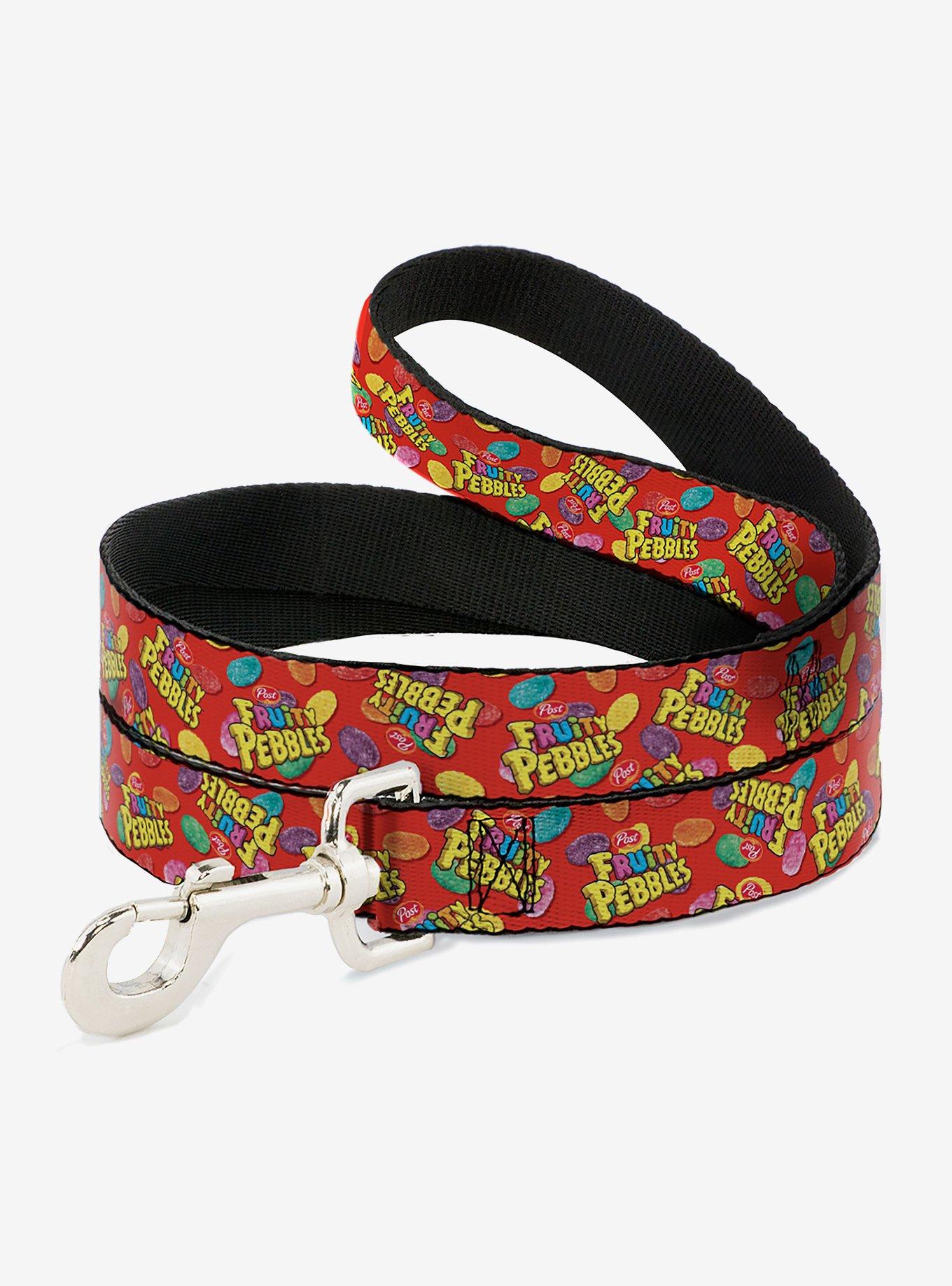 The Flintstones Fruity Pebbles Cereal Pebbles Scattered Dog Leash, RED, hi-res