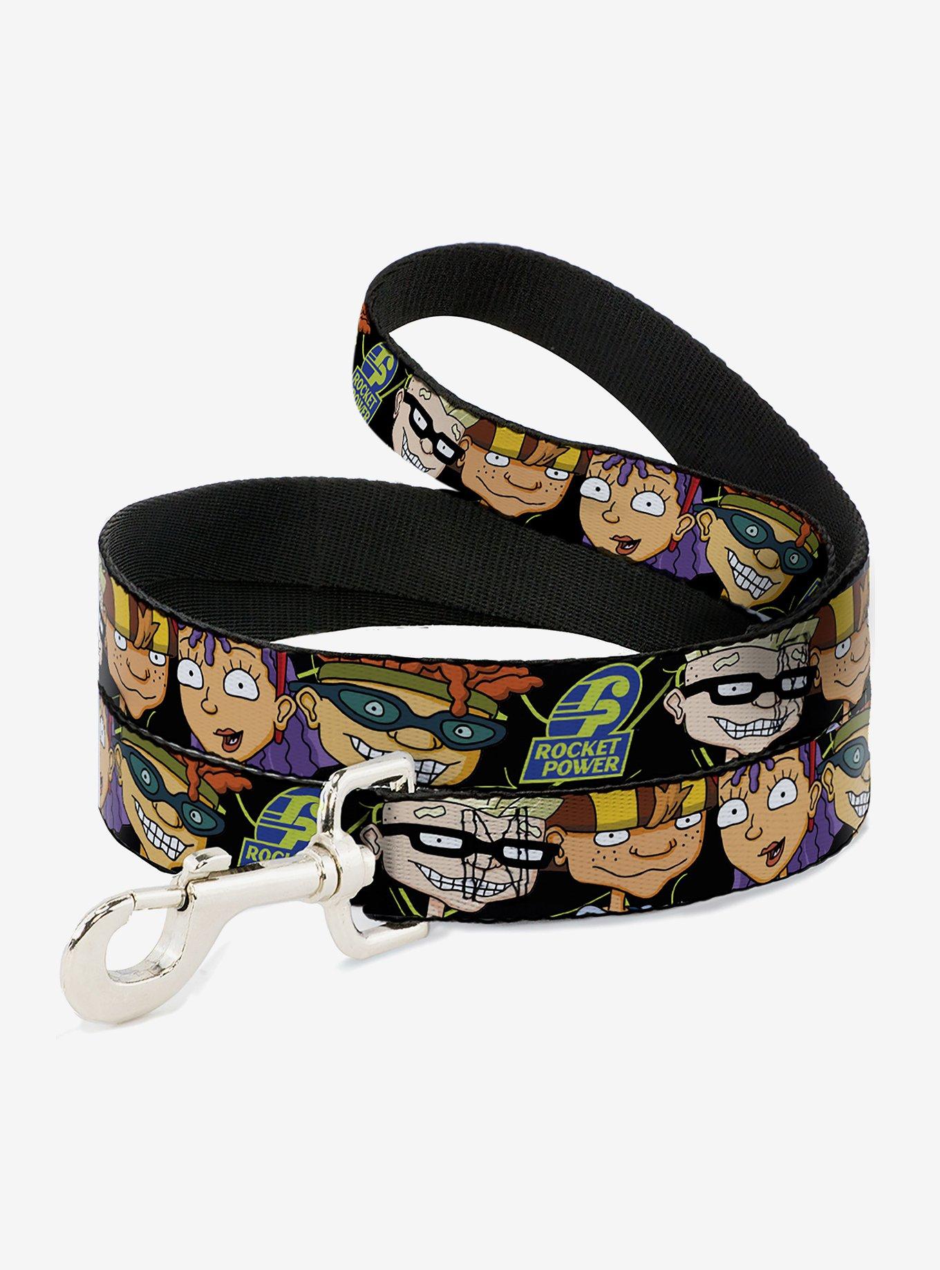 Rocket Power Logo Character Faces Close Up Dog Leash, BLACK, hi-res