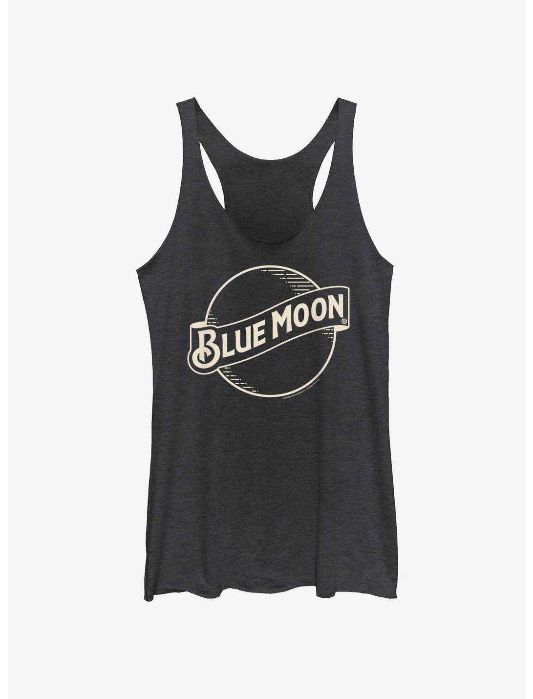 Blue Moon Outline Classic Logo Womens Tank Top, BLK HTR, hi-res