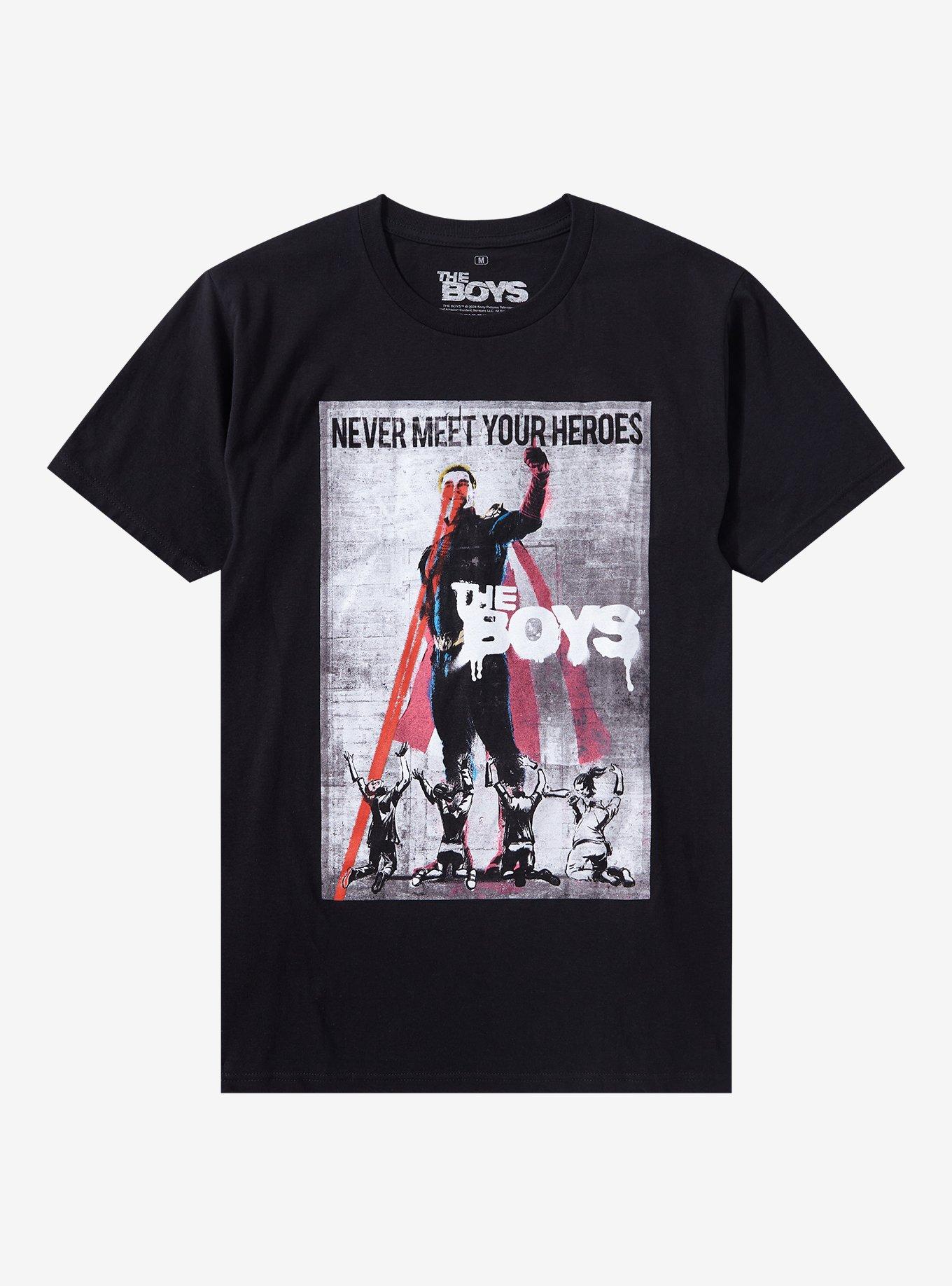 The Boys Homelander Never Meet Heroes Poster T-Shirt, BLACK, hi-res