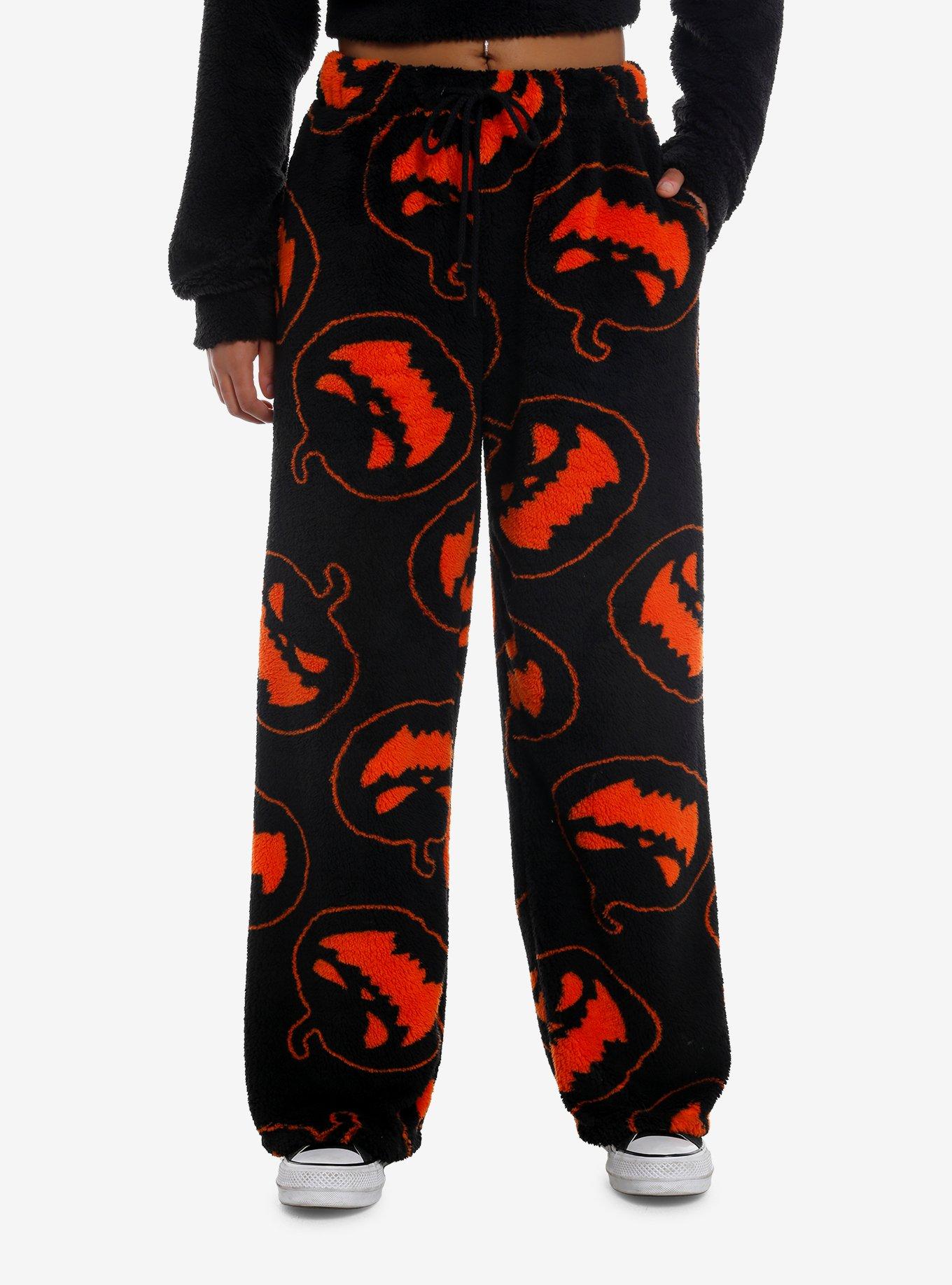 Hot Topic Black Pumpkin Girls Fuzzy Pajama Pants Bramalea City Centre