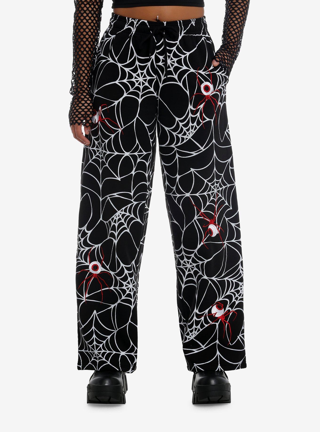 Spiderweb Monster Eye Sherpa Girls Lounge Pants, BLACK, hi-res