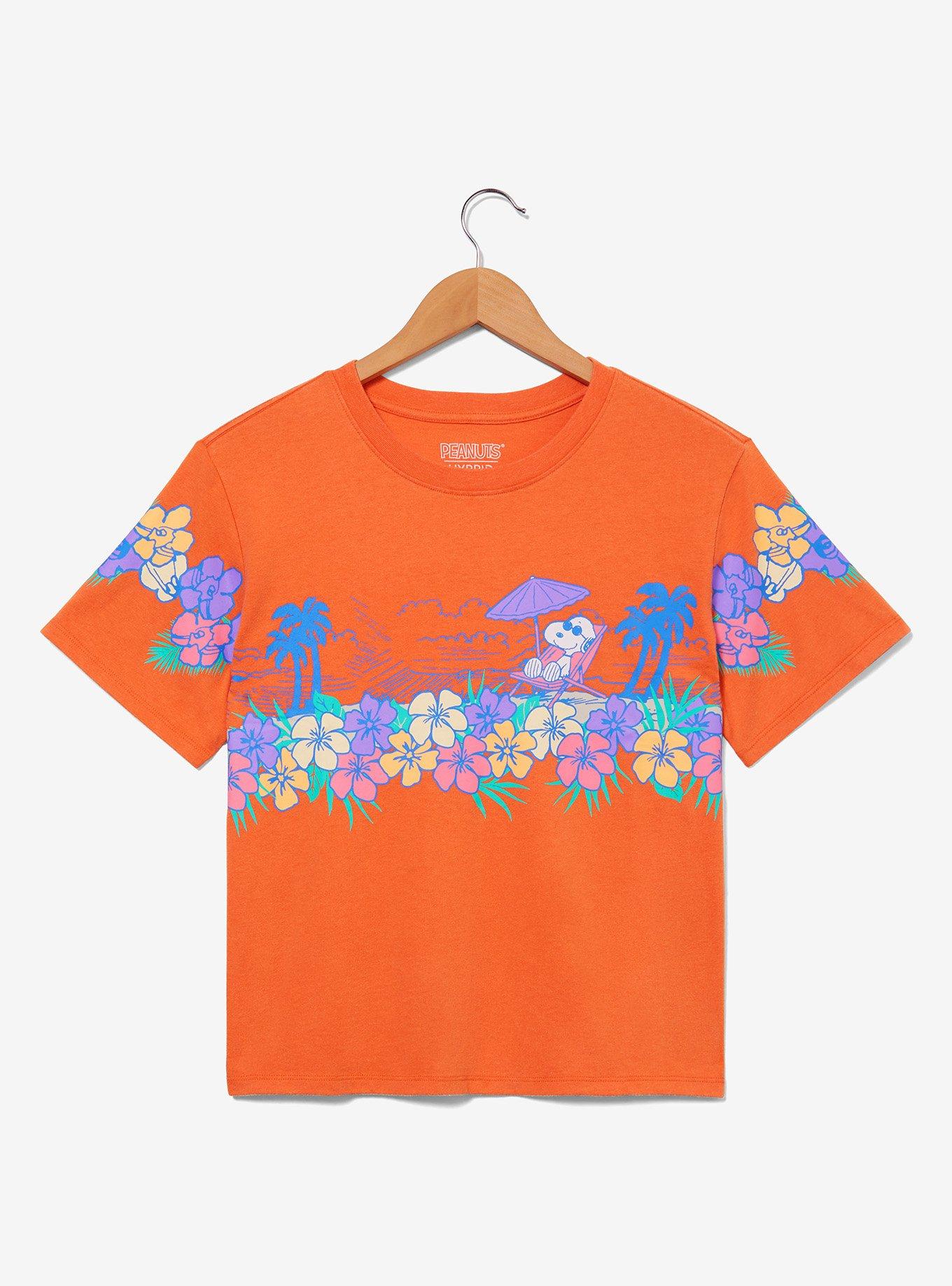 Peanuts Snoopy Beach Floral Women's Cropped T-Shirt - BoxLunch Exclusive, MULTI, hi-res