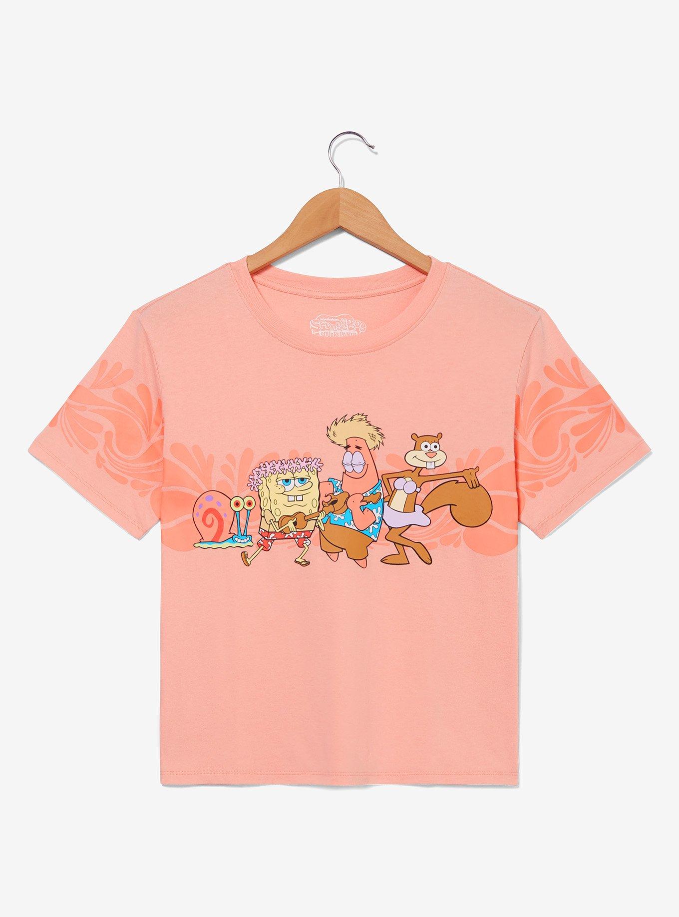 SpongeBob SquarePants Characters Floral Women's Cropped T-Shirt - BoxLunch Exclusive, , hi-res