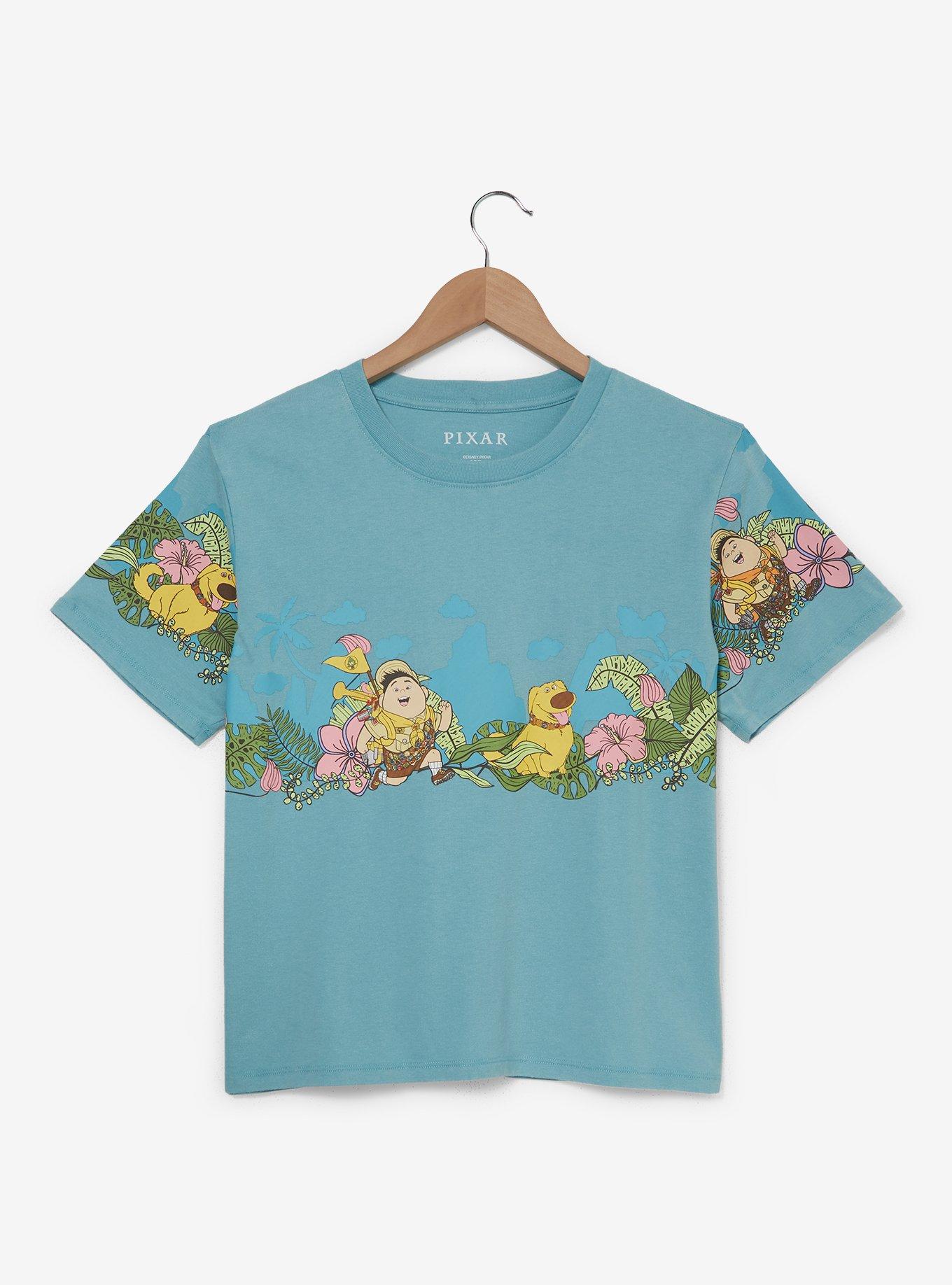 Disney Pixar Up Russell & Dug Hibiscus Flowers Women's Cropped T-Shirt — BoxLunch Exclusive, , hi-res