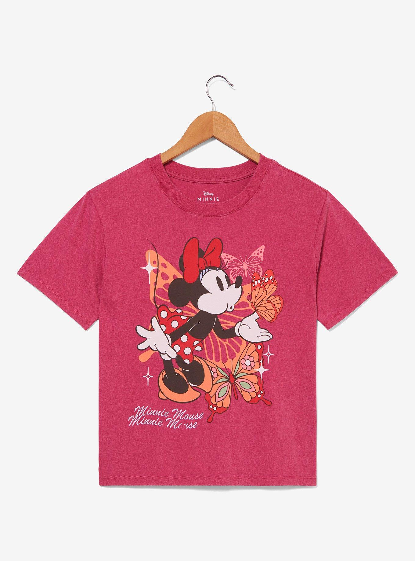 Disney Minnie Mouse Butterflies Cropped T-Shirt - BoxLunch Exclusive, , hi-res