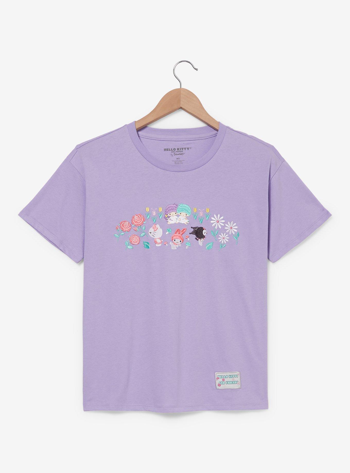 Sanrio Hello Kitty & Friends Floral Embroidered Women's T-Shirt - BoxLunch Exclusive, , hi-res