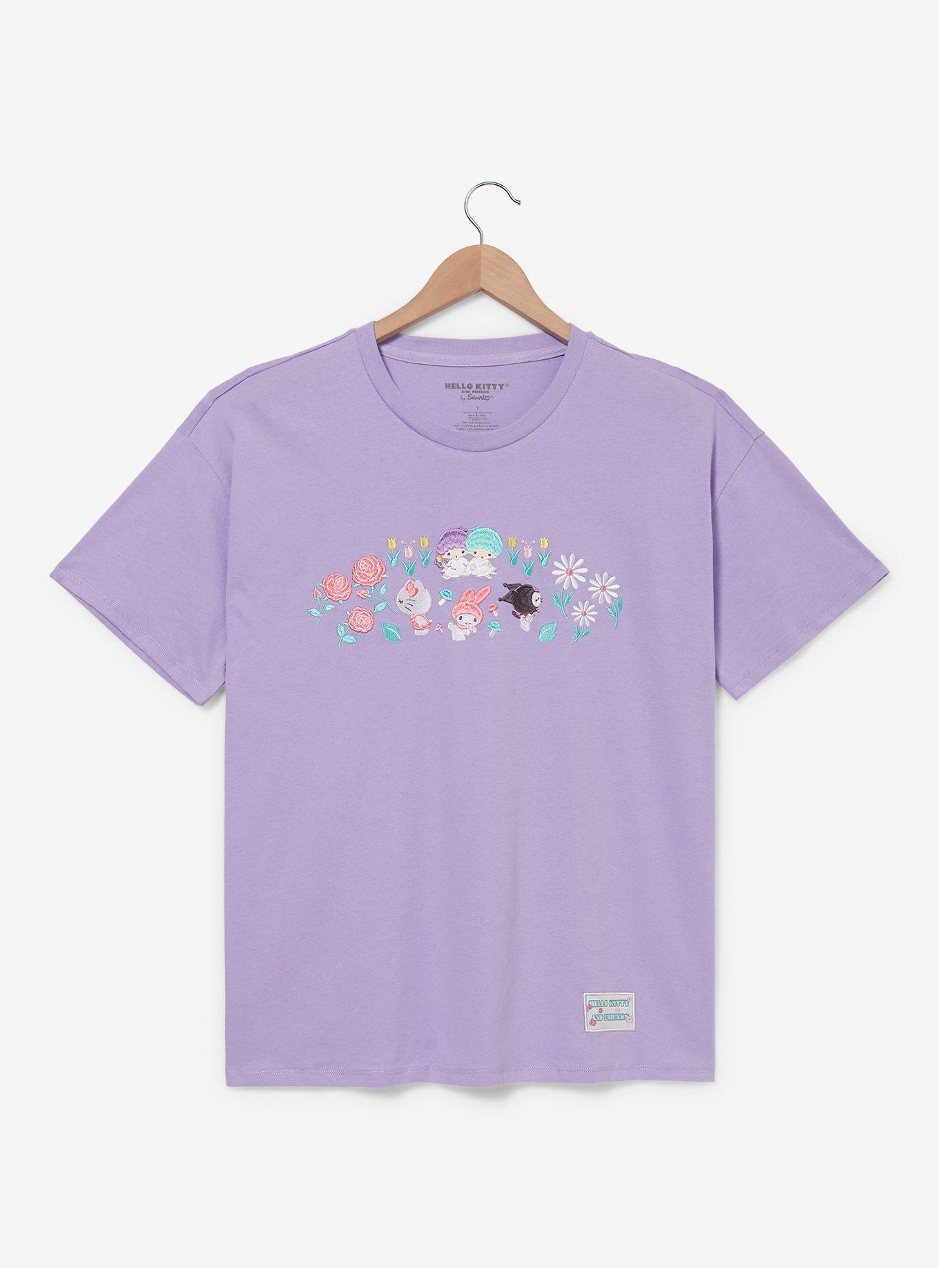 Sanrio Hello Kitty & Friends Floral Embroidered Women's Plus Size T-Shirt - BoxLunch Exclusive, , hi-res