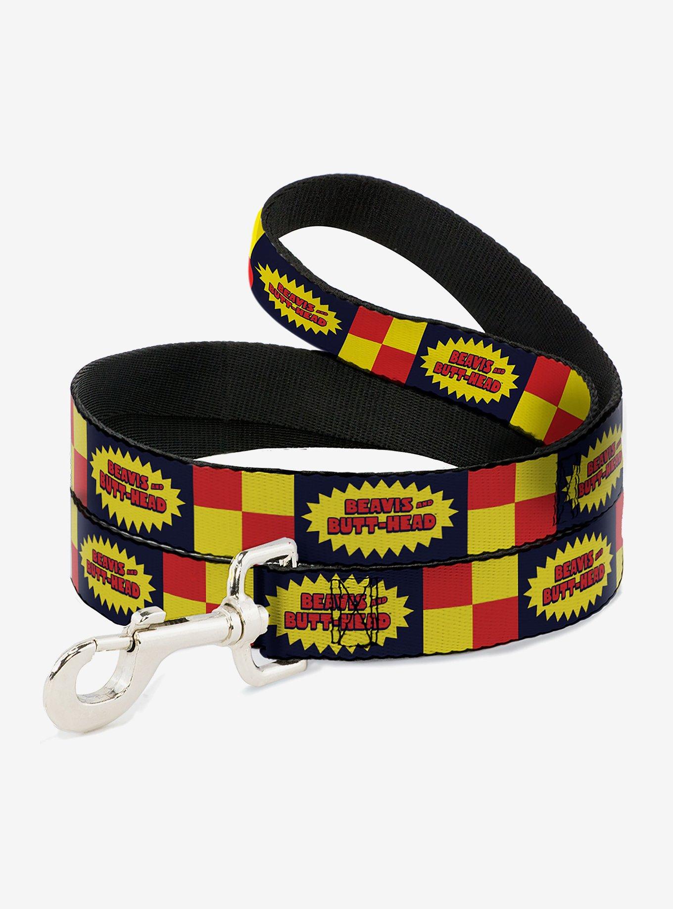 Beavis and Butt-Head Title Logo Checker Dog Leash, BRIGHT YELLOW, hi-res