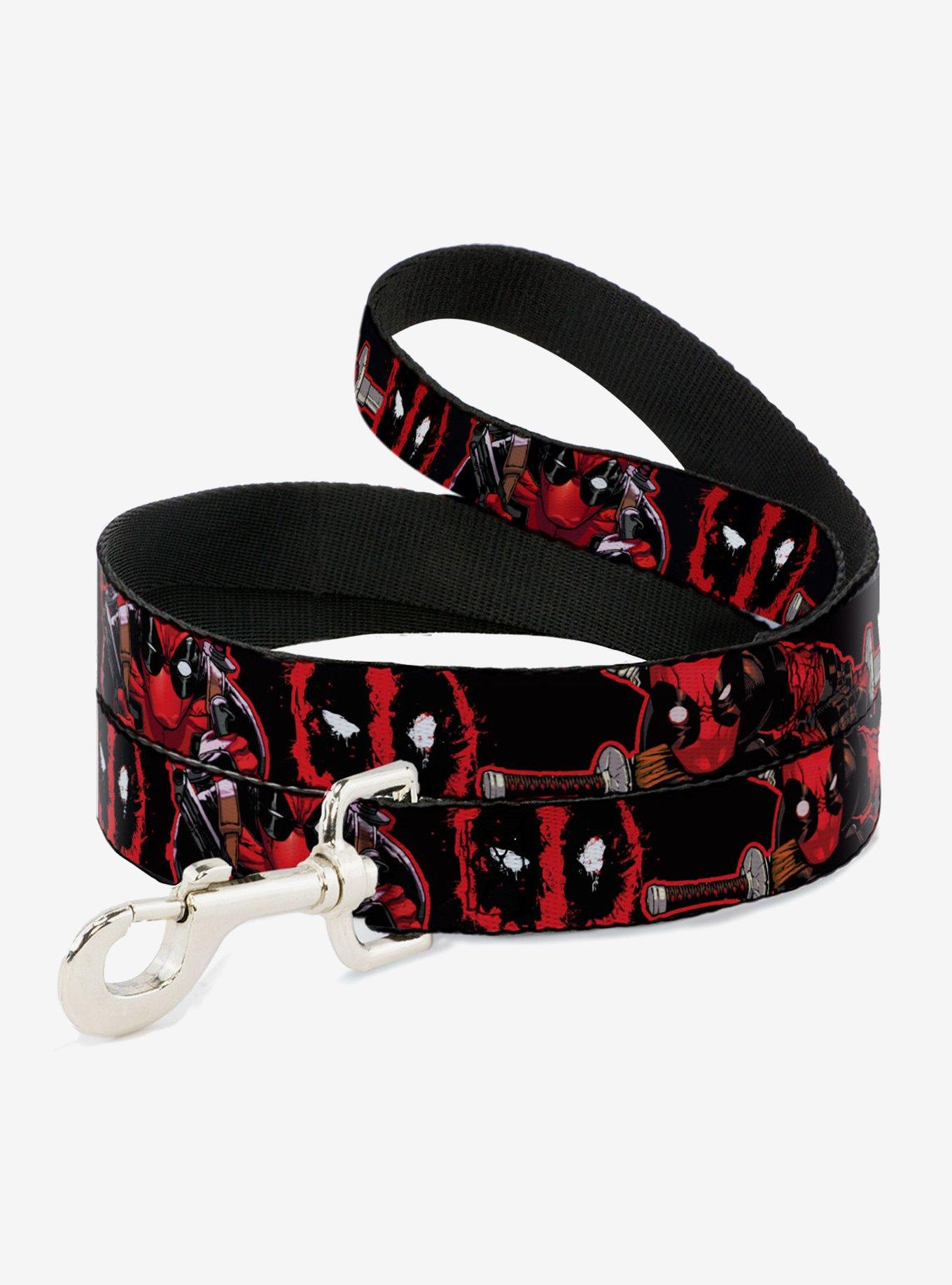 Marvel Deadpool Action Poses Splatter Logo Dog Leash, RED, hi-res