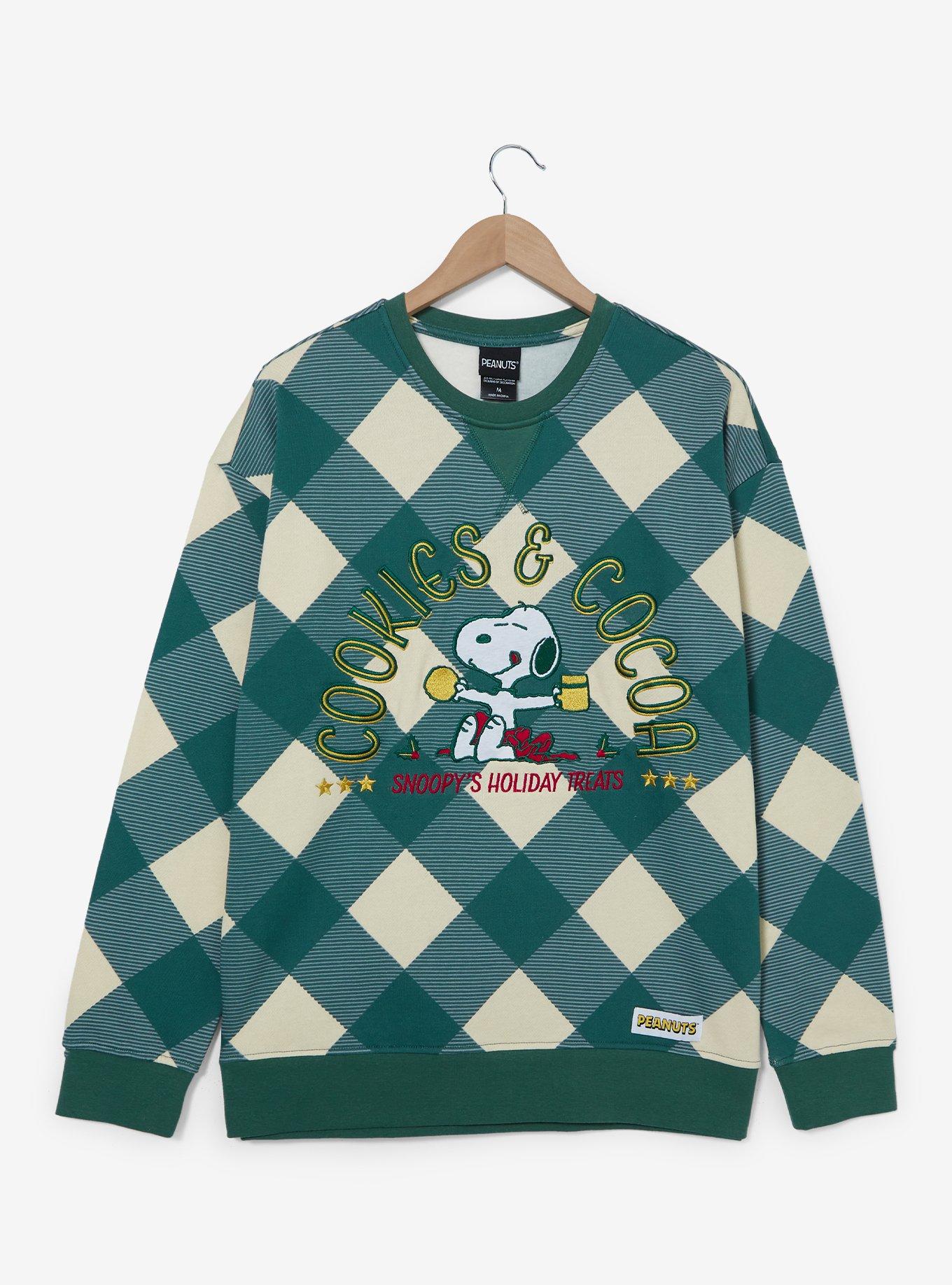Peanuts Snoopy Cookies & Cocoa Plaid Crewneck - BoxLunch