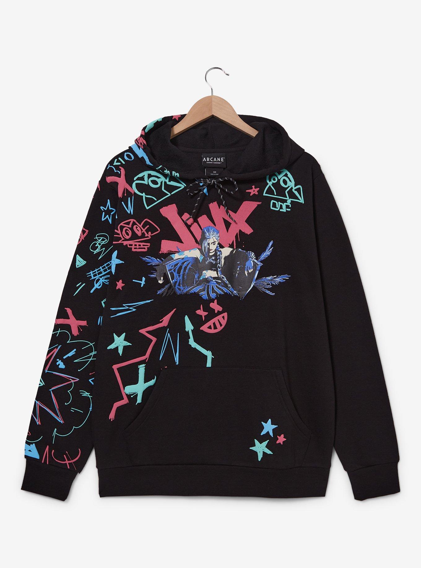 Arcane Jinx Graffiti Icons Hoodie - BoxLunch Exclusive, , hi-res