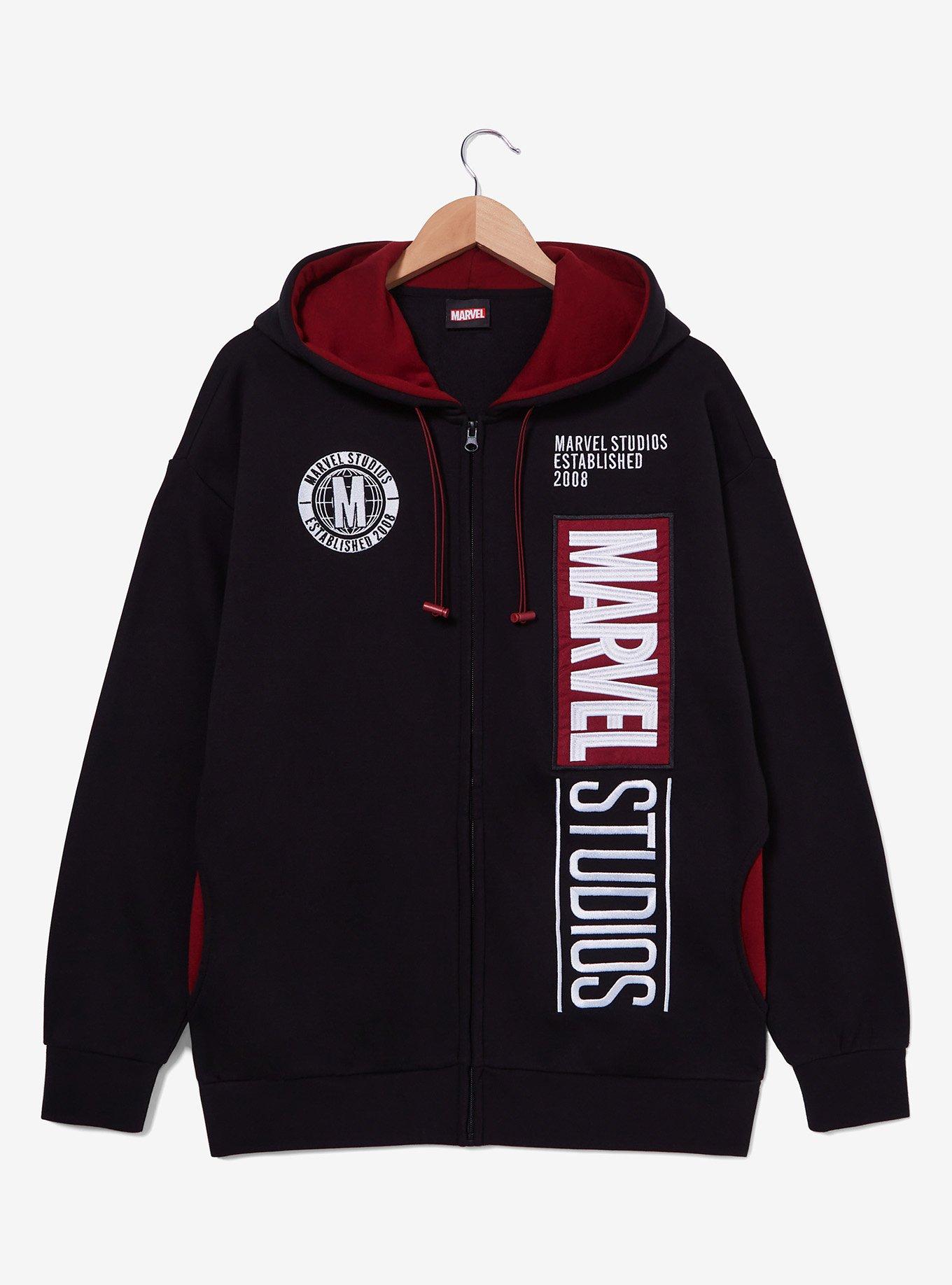 Marvel Studios Logo Zippered Hoodie - BoxLunch Exclusive, BLACK, hi-res