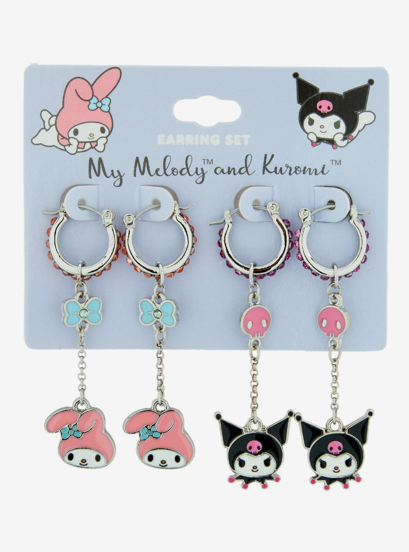 My Melody & Kuromi Bling Drop Earrings, , hi-res