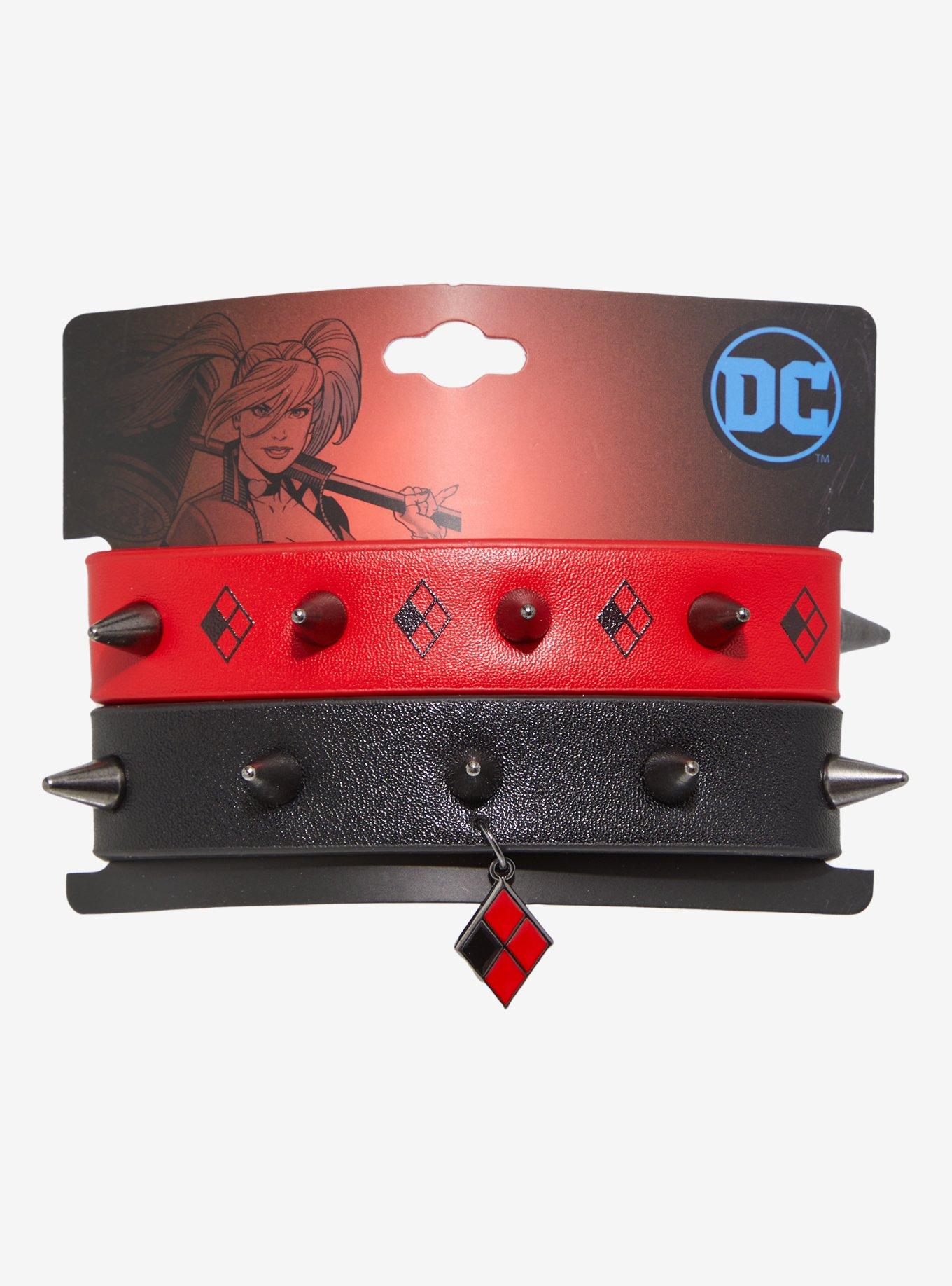 DC Comics Batman Harley Quinn Spike Faux Leather Bracelet Set, , hi-res