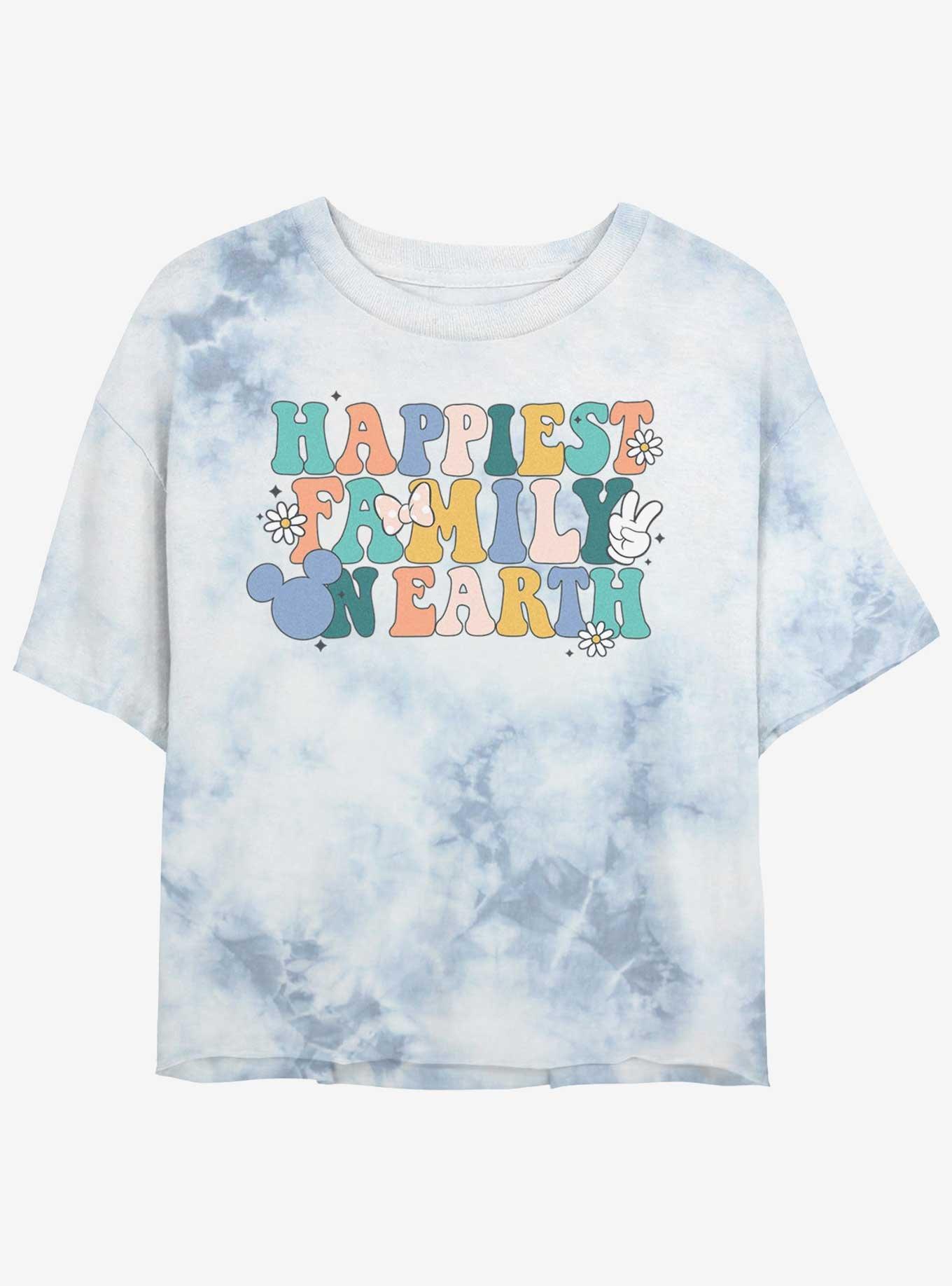 Disney Mickey Mouse Happiest Family On Earth Girls Tie-Dye Crop T-Shirt, , hi-res